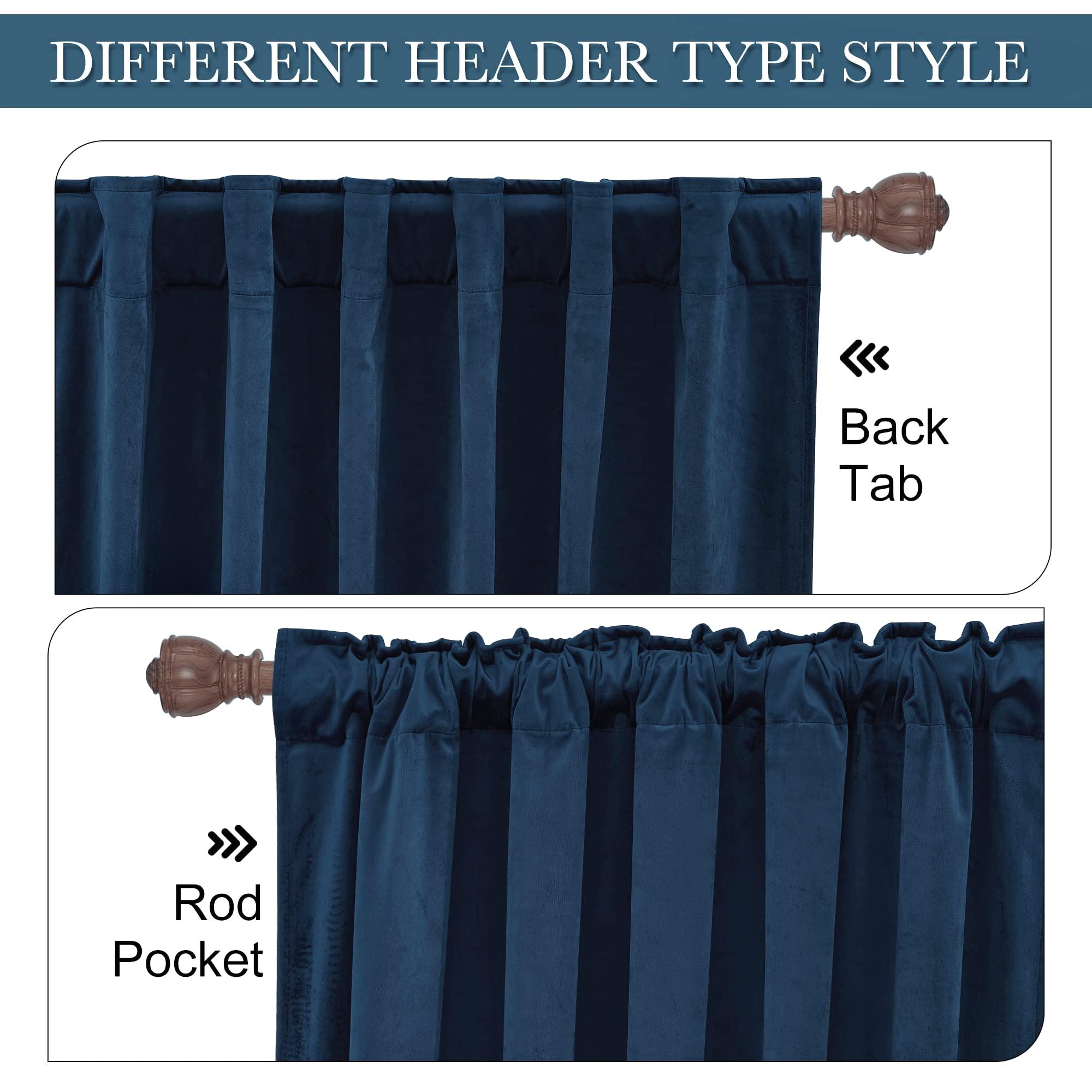 RYB HOME Blue Velvet Curtains 84 inches - Blackout Curtains for Living Room, Thermal Insulated Noise Reducing Panels Soft Luxury Window Decor for Kids Bedroom, Navy Blue, W52 x L84 inches, 2 Panels - Image 4
