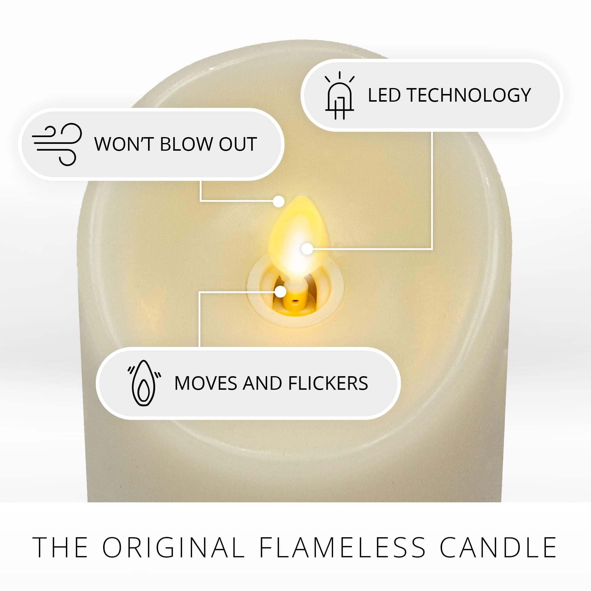 Luminara Scalloped Edge Flameless LED Candle - Ivory 3.5" x 5" - Real Wax Pillar Battery Operated Moving Flame w/Timer Unscented 1000Hr Runtime - Image 4