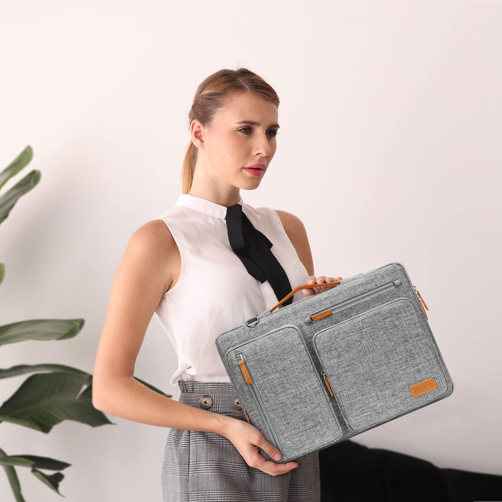 MOSISO 360 Protective Laptop Shoulder Bag,15-15.6 inch Computer Bags Compatible with MacBook Pro 16 inch, HP, Dell, Lenovo, Asus Notebook,Side Open Messenger Bag with 4 Zipper Pockets, Gray - Image 6
