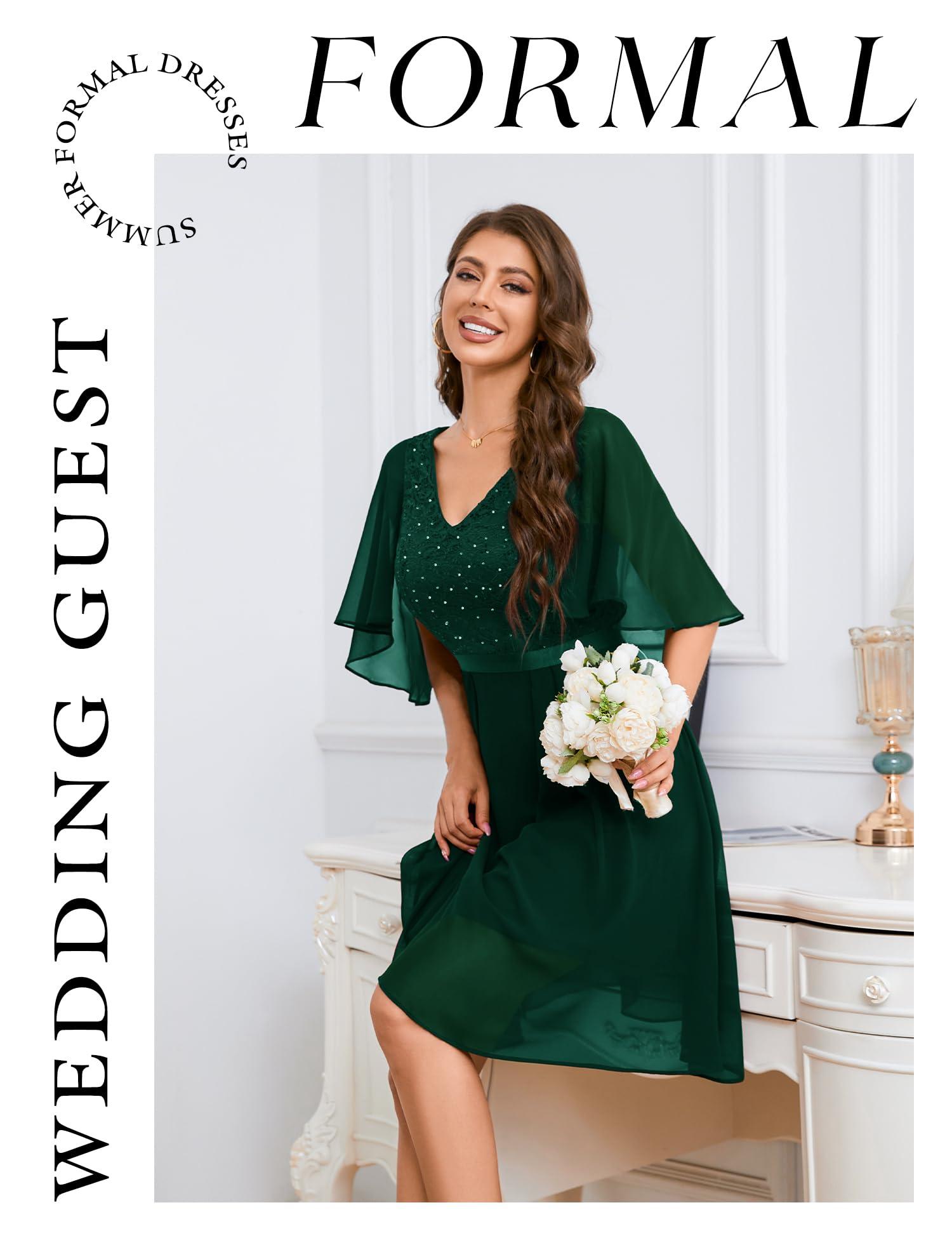 Dressystar Sequin Women Dresses Knee Length Dress Mother of The Bride Wedding Guest V-Neck Evening Formal Cocktail Gowns - Image 6