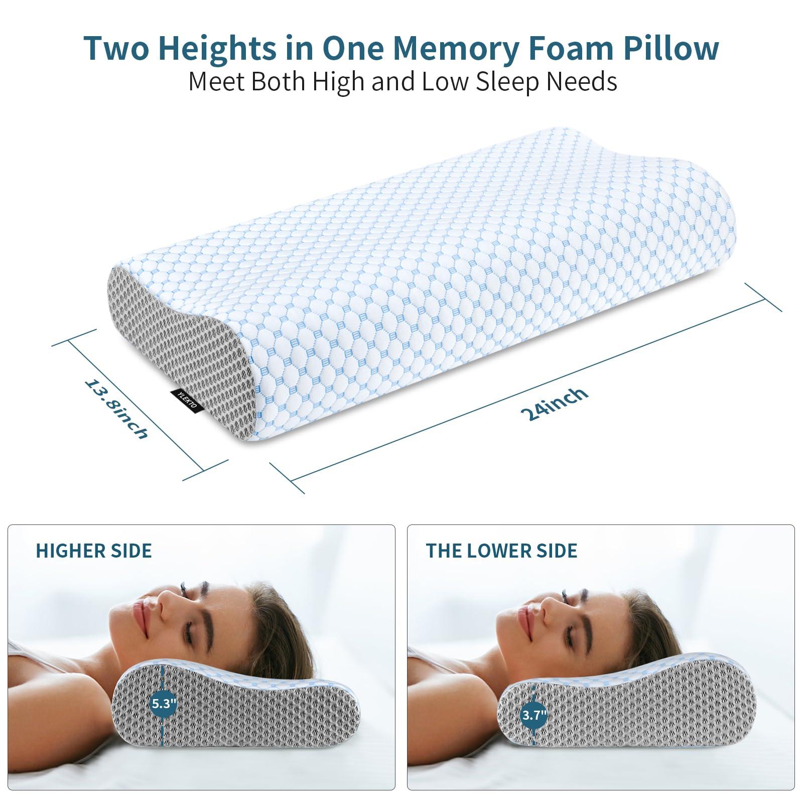 Cervical Neck Pillow for Pain Relief, Contour Memory Foam Pillows for Sleeping, Odorless Ergonomic Pillow Adjustable Orthopedic Cooling Pillow Bed Pillow Neck Support for Side Back Stomach Sleepers - Image 2