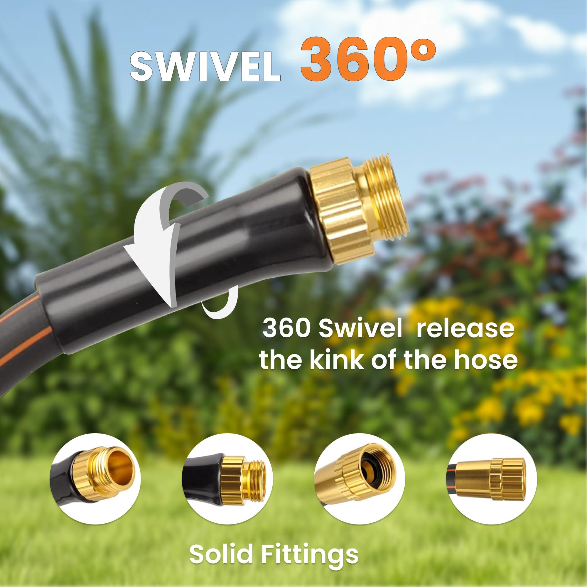 Giraffe Tools Garden Hose 100ft x 5/8", Water Hose Heavy Duty, with Swivel Handle Lightweight, Flexible Hybrid Hose, Male Female Fittings - Image 2