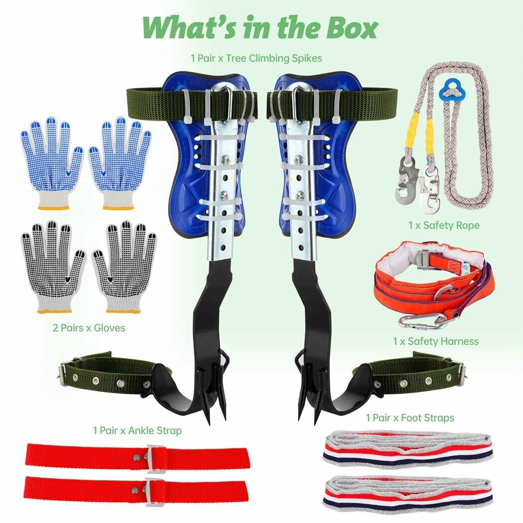 Homaisson Tree Climbing Spikes Set, Adjustable Tree Climbing Spikes, Portable Tree Climbing Gears with Safety Belt, Climbing Tool for Hunting Observation, Fruit Picking - Image 6