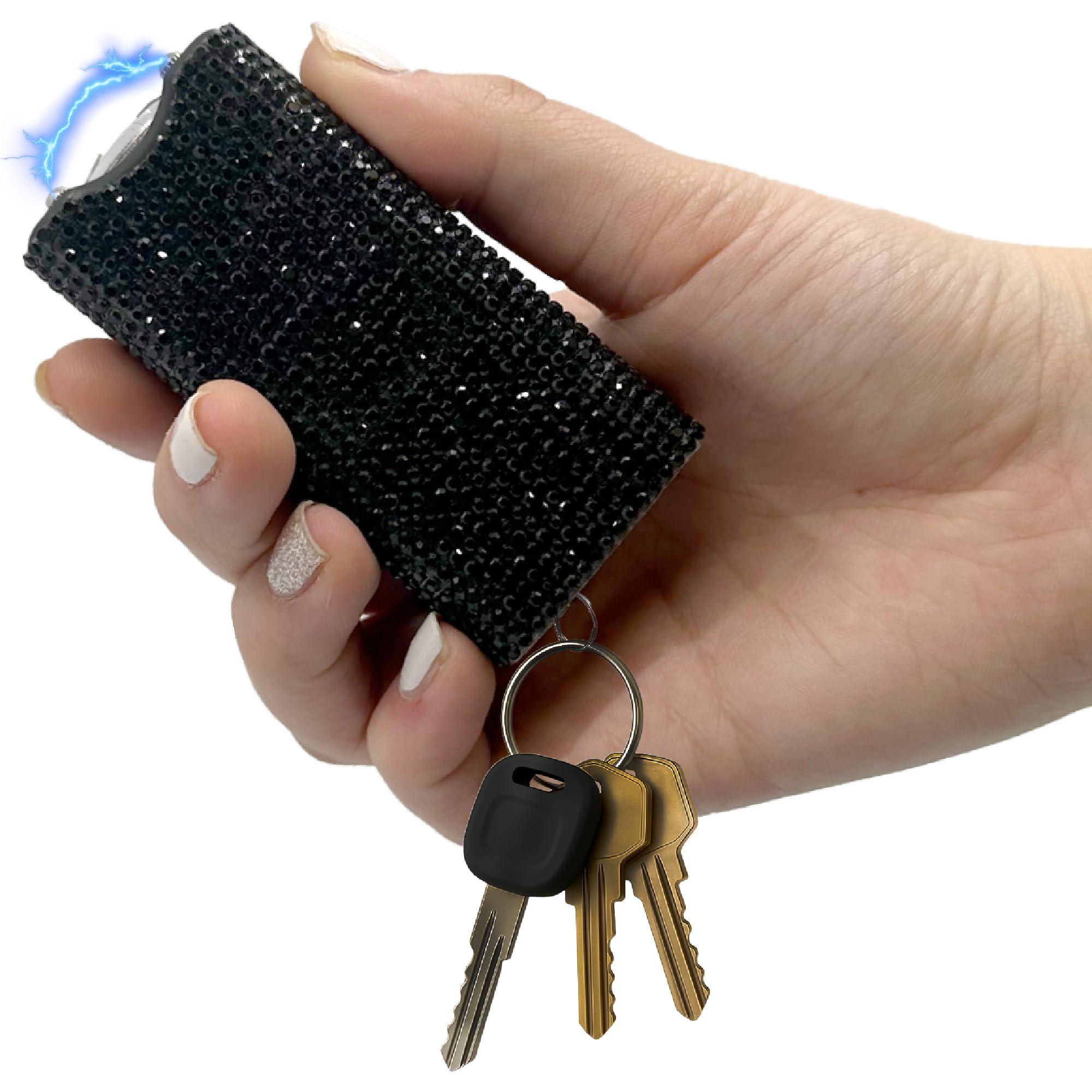 Streetwise Rhinestun Keychain Stun Gun – Compact Rechargeable Stun Gun Flashlight with Rhinestone Grip, Holster, and Keyring for Women’s Self Defense and Personal Protection - Image 2