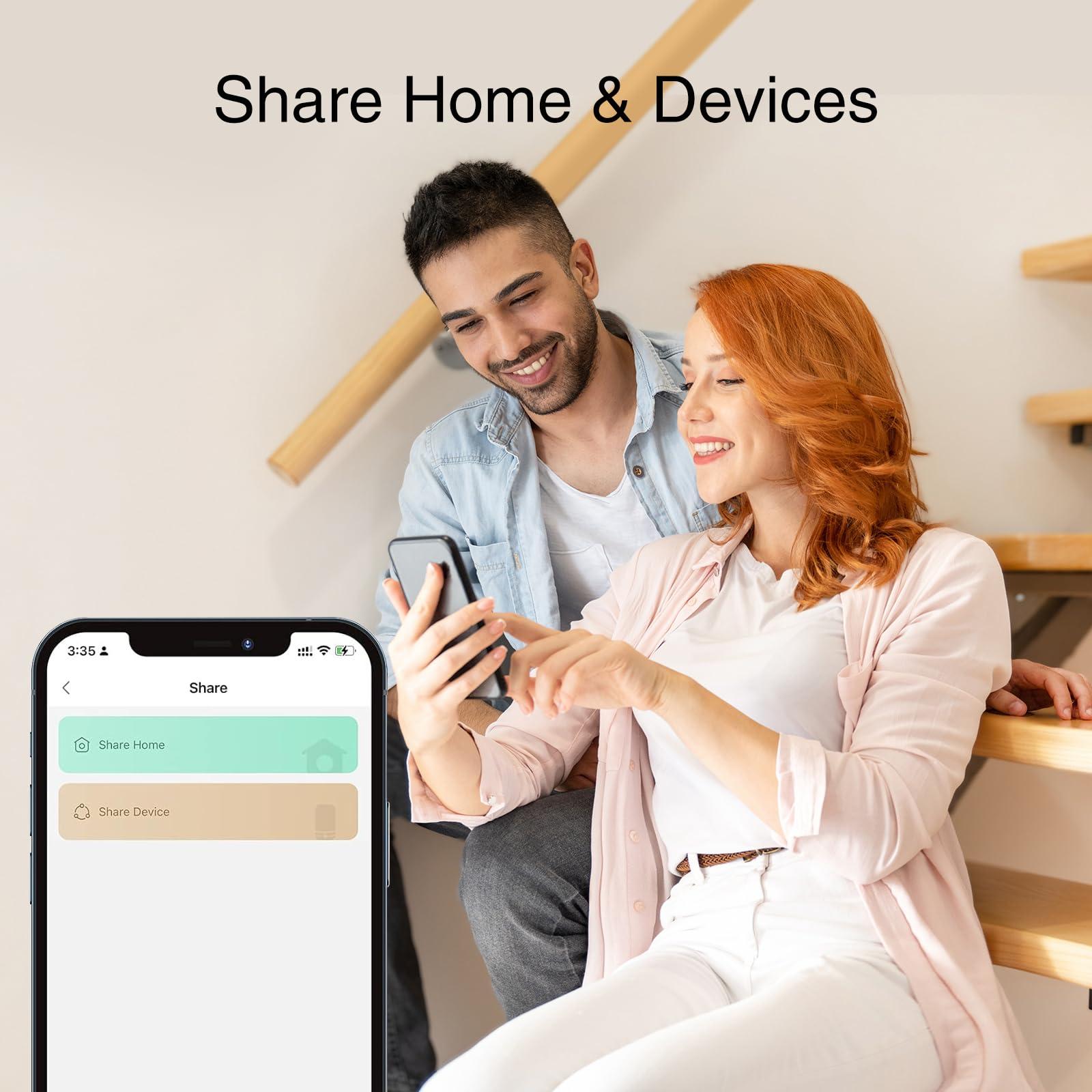 GHome Smart Plug Outlet Extender 15A, WiFi Smart Plugs Compatible with Alexa and Google Home, Smart Surge Protector Outlet with Remote Control and Timer, Dual Sockets, No Hub Required, White, 2 Pack - Image 6