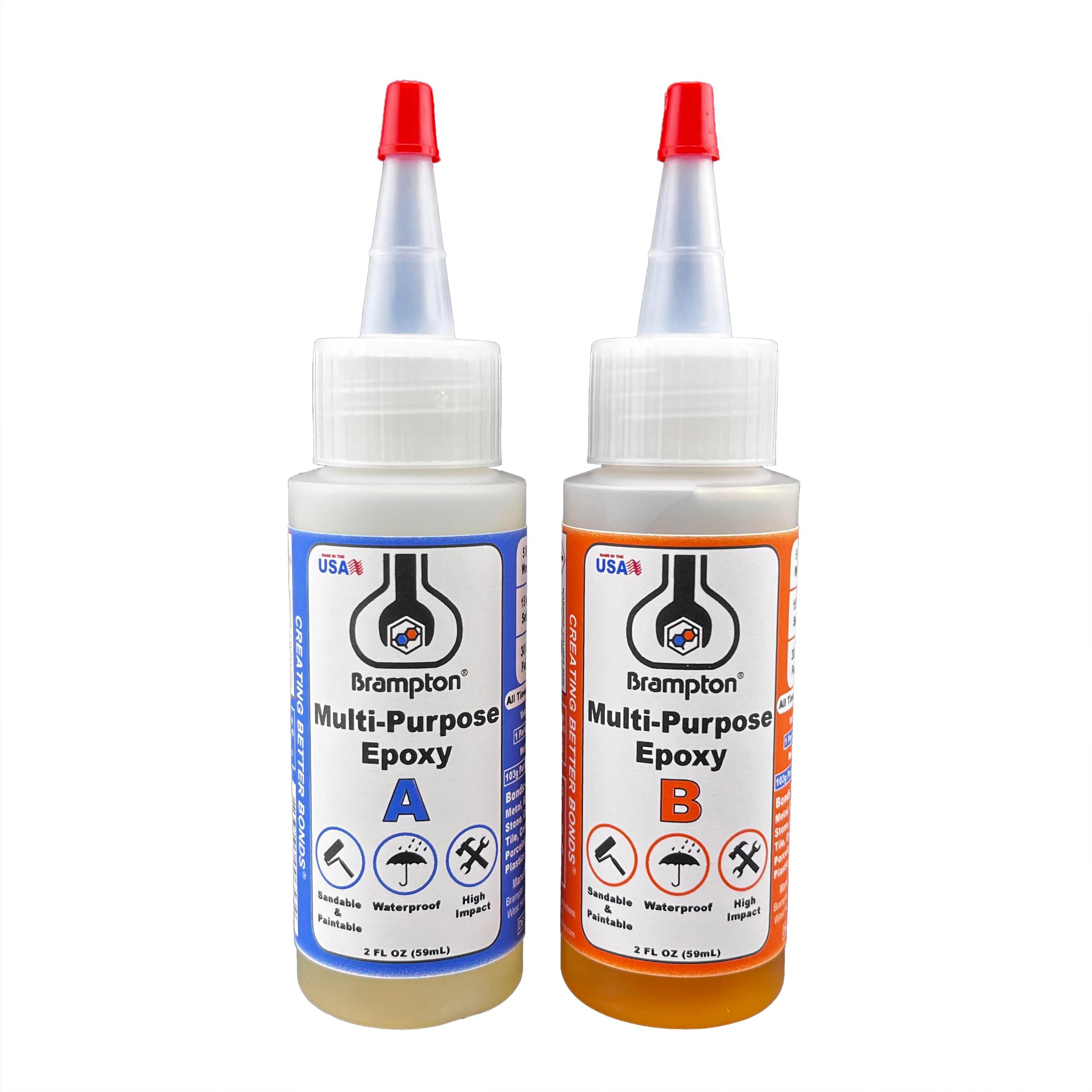 Brampton Multi-Purpose Epoxy, Quick 30-Minute Set, Waterproof 2-Part Epoxy Glue Kit for Tile, Metal, Ceramic, Glass, Wood, Stone, Strong Bonding, Sandable, Paintable Resin, Easy 1:1 Mix, 4 oz