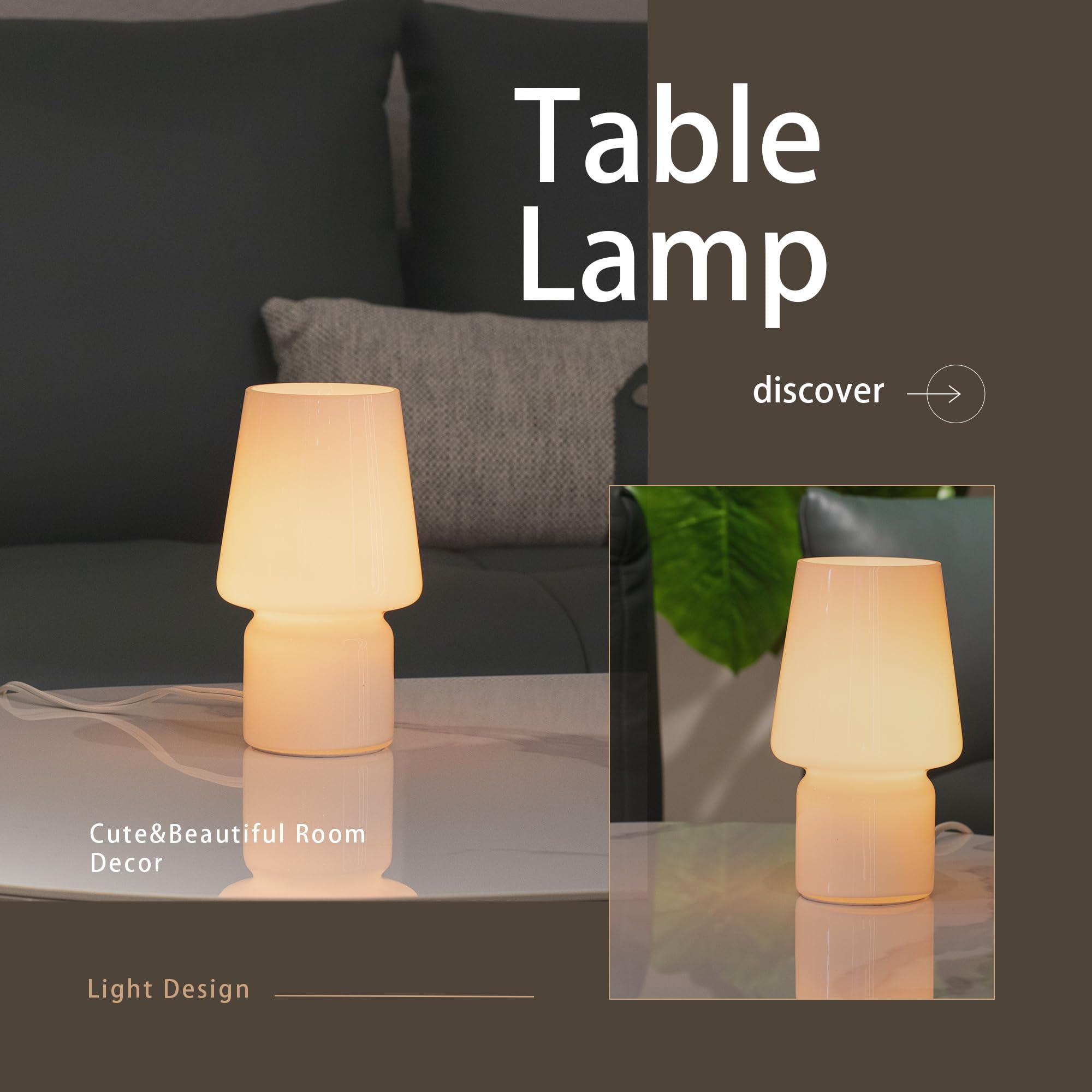 SUREYOND Mushroom Lamp,Mother's Day Gifts,Small Table Lamp,Cute Nightstand Kitchen Mini Lamp,Glass Table Lamp,Suitable for Bedrooms, Kitchens, Living Rooms, Bedside, Girl Gifts（White） - Image 5