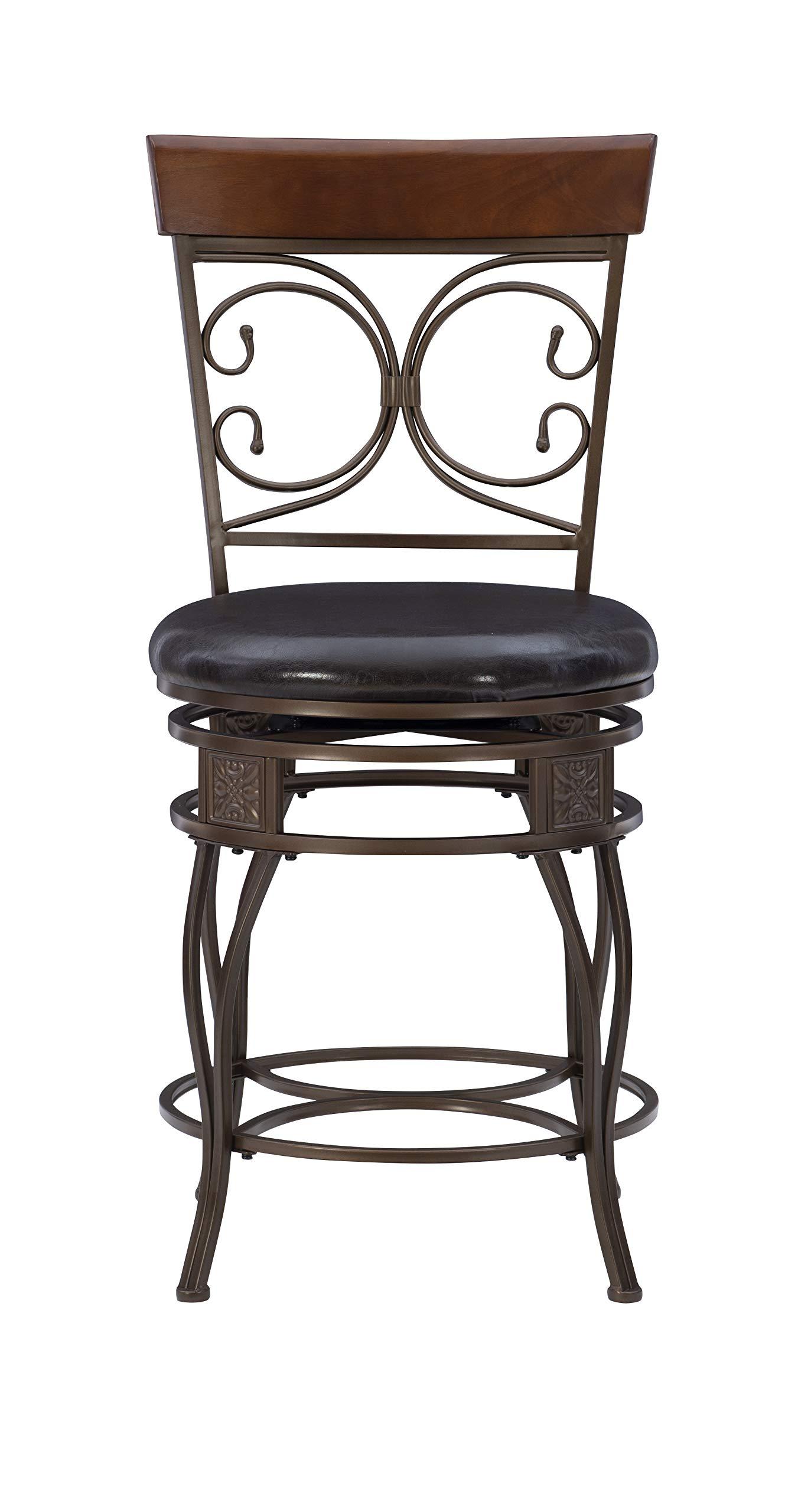 Powell Big and Tall Back Scroll Stool, Counter Height, Dark Bronze/Brown - Image 10