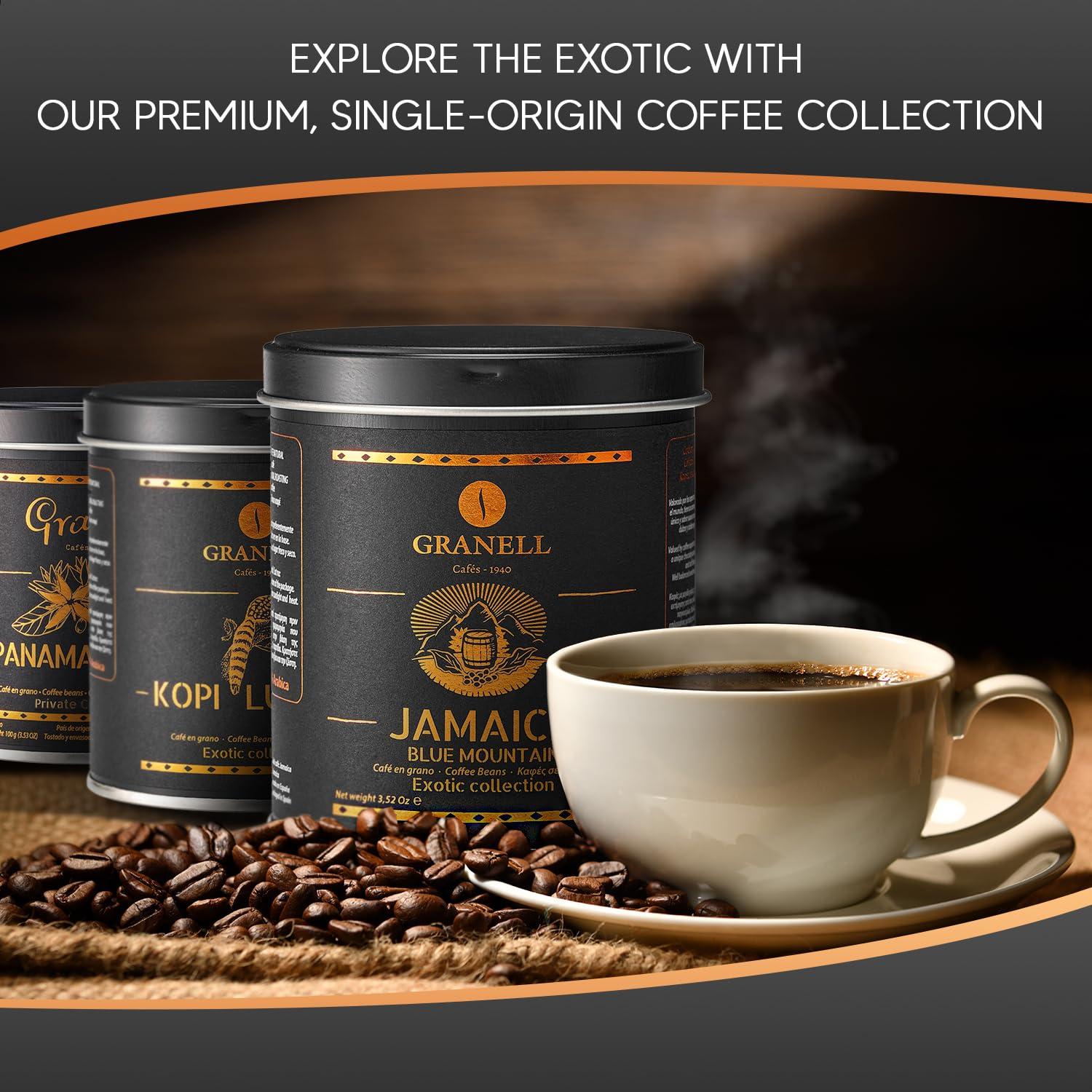 Cafés Granell Kopi Luwak, Blue Mountain (Jamaica) & Panama Geisha Coffee 3 Pack Gift Set | Exotic Collection Fresh Whole Beans Quality Controlled 100% Arabica Coffee-Premium Medium Roast 3.53oz ea. - Image 7