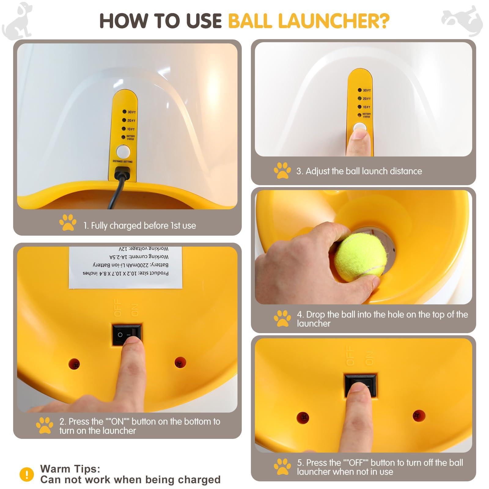 Best Automatic Ball Launcher for Dogs, USB Rechargeable Power - Indoor & Outdoor Dog Ball, Interactive Dog Fetch Tennis Ball Launcher Machine Toy for Small and Medium Dogs Comes with 3 Tennis Balls - Image 5