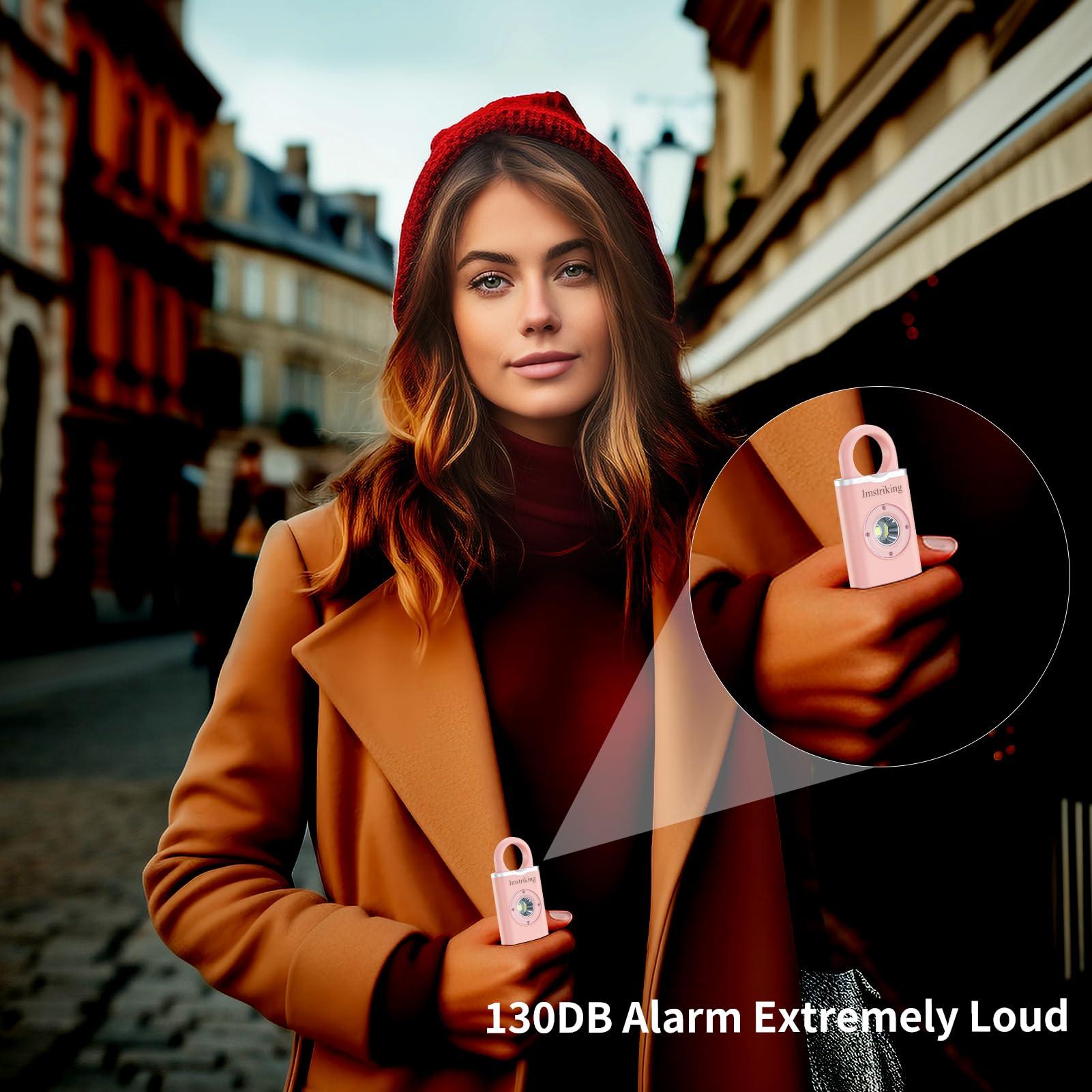Imstriking Rechargeable Personal Safety Alarm Keychain for Women,Self Defense Keychain Alarm with Strobe Light and 130dB Siren Help Women,Men,Elderly, Emergency Security Whistle Alert (Pink) - Image 5