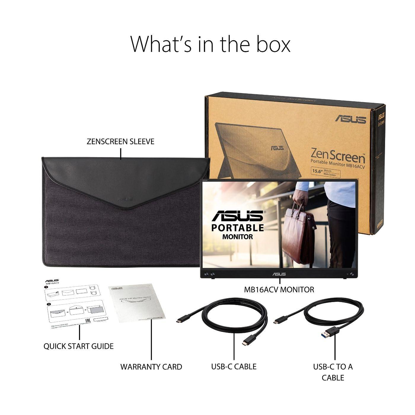 ASUS ZenScreen 15.6” 1080P Portable Monitor (MB16ACV) - Full HD, IPS, Eye Care, Flicker Free, Blue Light Filter, Kickstand, USB-C Power Delivery, for Laptop, PC, Phone, Console - Image 8
