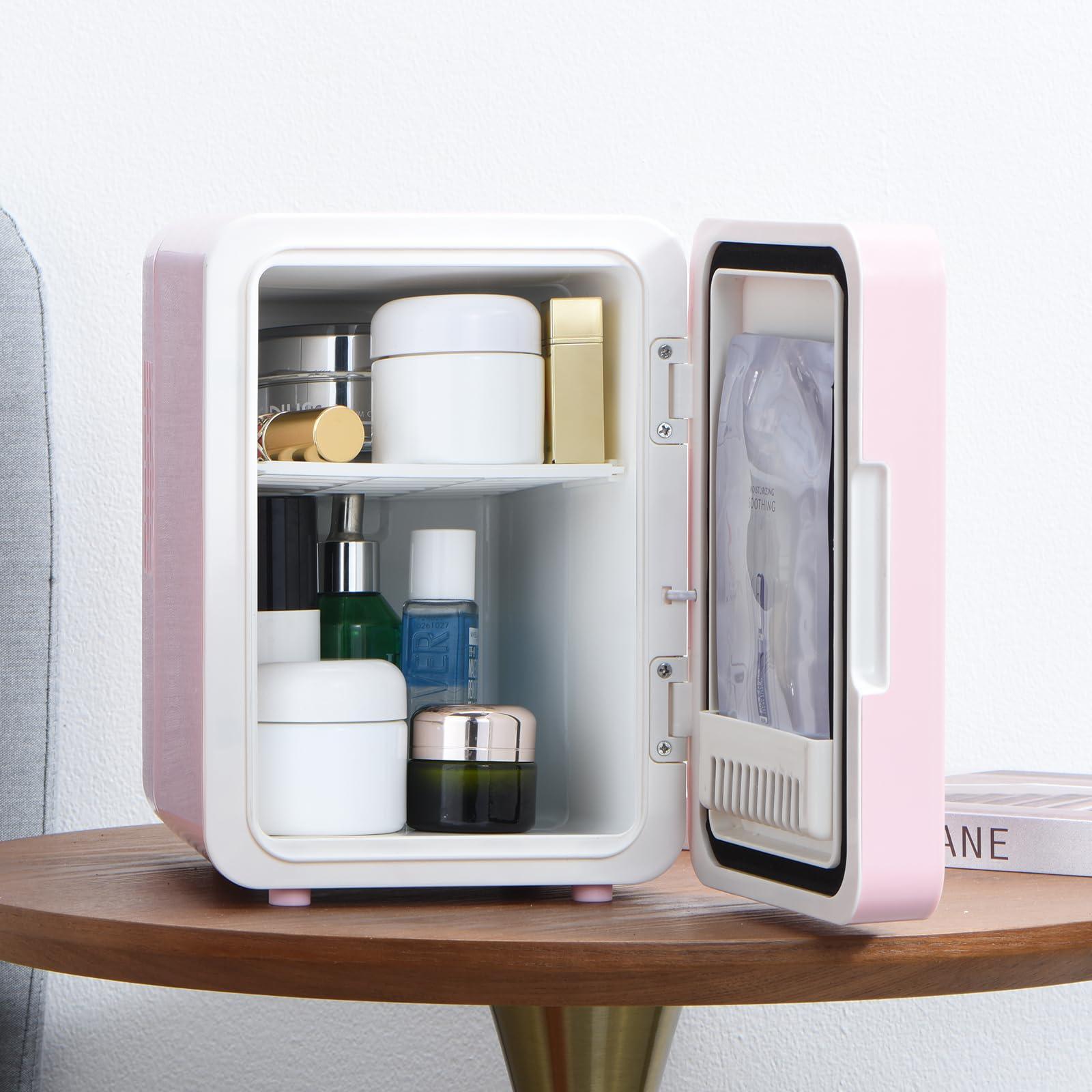 Iceblue Skincare Fridge with Dimmable LED Light Mirror, 4L Compact Makeup Refrigerator for Bedroom, Car, Office & Dorm, Pink Mini Fridge for Beauty Essentials & Beverages(Pink) - Image 2