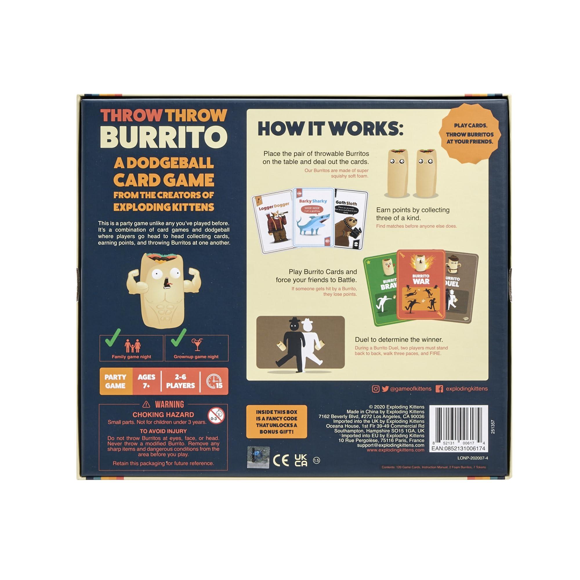 Exploding Kittens Presents Throw Throw Burrito - A Dodgeball Card Game - Family Card Games for Adults, Teens & Kids - 2-6 Players - Ages 7 and Up - 120 Cards - Image 6