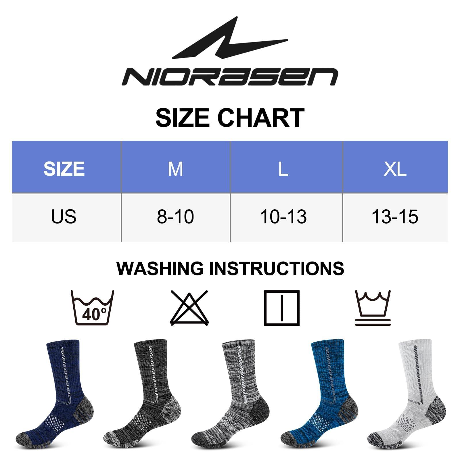 Niorasen Men's Cotton Crew Work Socks, 5 Pairs Cushioned Boot Moisture Athletic Socks for Hiking Sports Running - Image 7