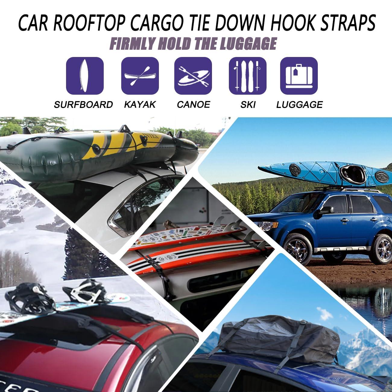 Car Rooftop Cargo Tie Down Hook Straps,Adjustable Roof Cargo Carrier Straps for Car Roof Bag,No Roof Rack Required,6Pcs - Image 5