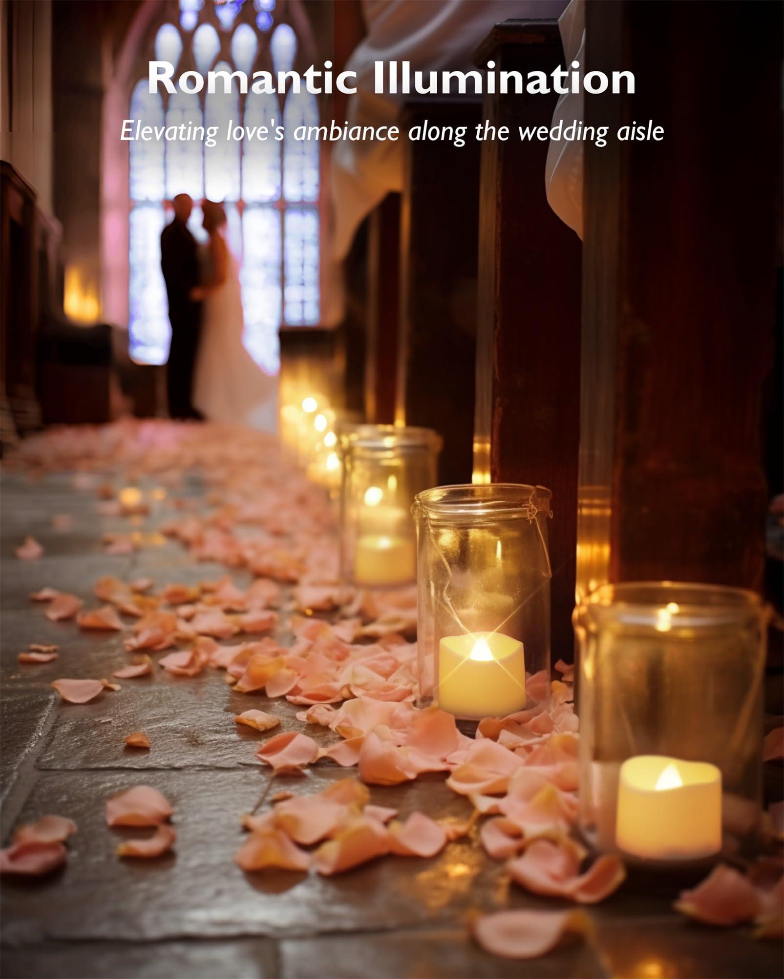 Homemory 72-Pack Novelty Flickering Flameless Tea Lights, 200+Hours Battery Operated, Fake Electric LED Votive Candles for Small Wedding Table Centerpieces, Proposals, Anniversaries - Image 5