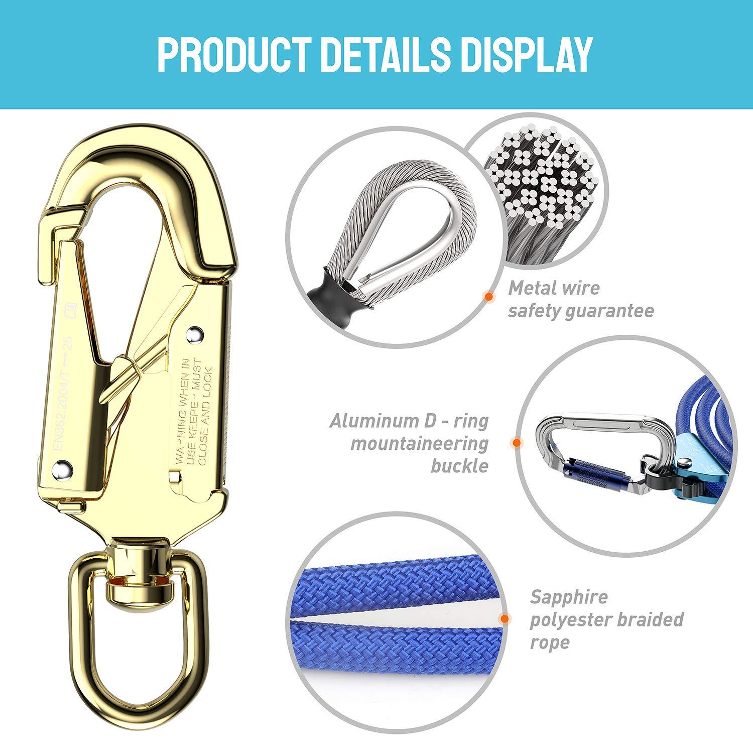 X-R-SPORT 1/2" X 8' Steel Core tree climbing kit ，flipline for climbing trees, climbing tree equipment，arborist，tree climbing harness - Image 6