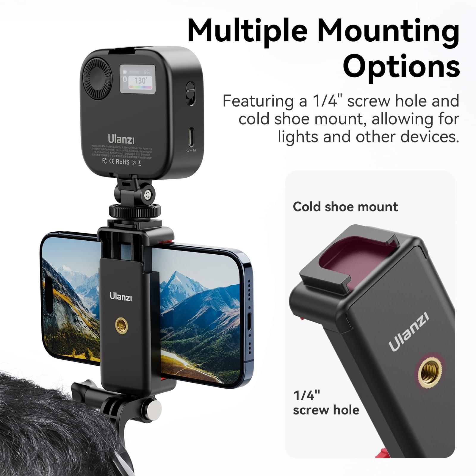 Head Strap Mount for Action Camera iPhone - ULANZI CM27 2 in 1 POV Sets Support Vertical Shots Vlog Video Accessories for Action Camera Cell Phone Smartphone - Image 5