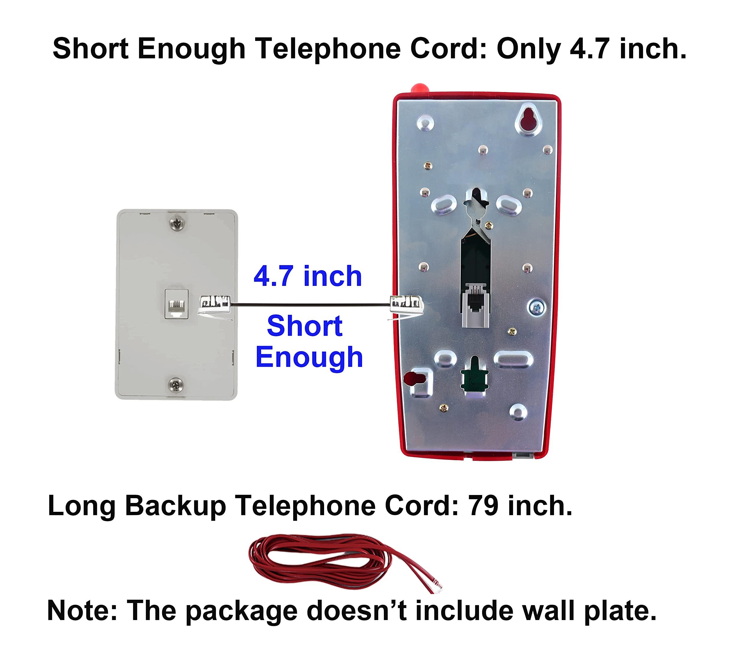 Traditional Red Wall Phones for Landline Mechanical Ringing, Classic 2554 Wall Telephone Ringing Indicator, Retro Wall Phone Hearing Aid, Old Wall Mount Phone for Home,School, Backup Telephone - Image 5