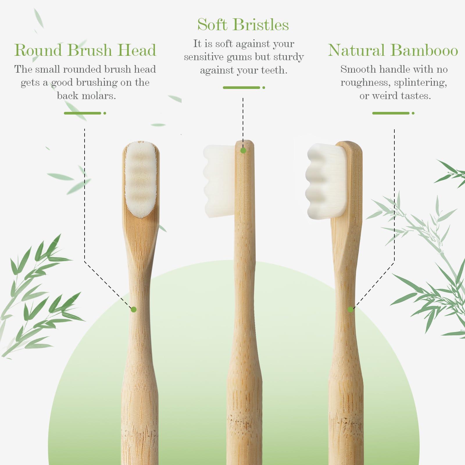 Daletu Bamboo Toothbrush, Biodegradable Toothbrushes Extra Soft Bristles, 20000 Soft Natural Bristle Toothbrush, Eco Friendly Toothbrushes for Sensitive Teeth Gum Recession - 4 Pack - Image 4