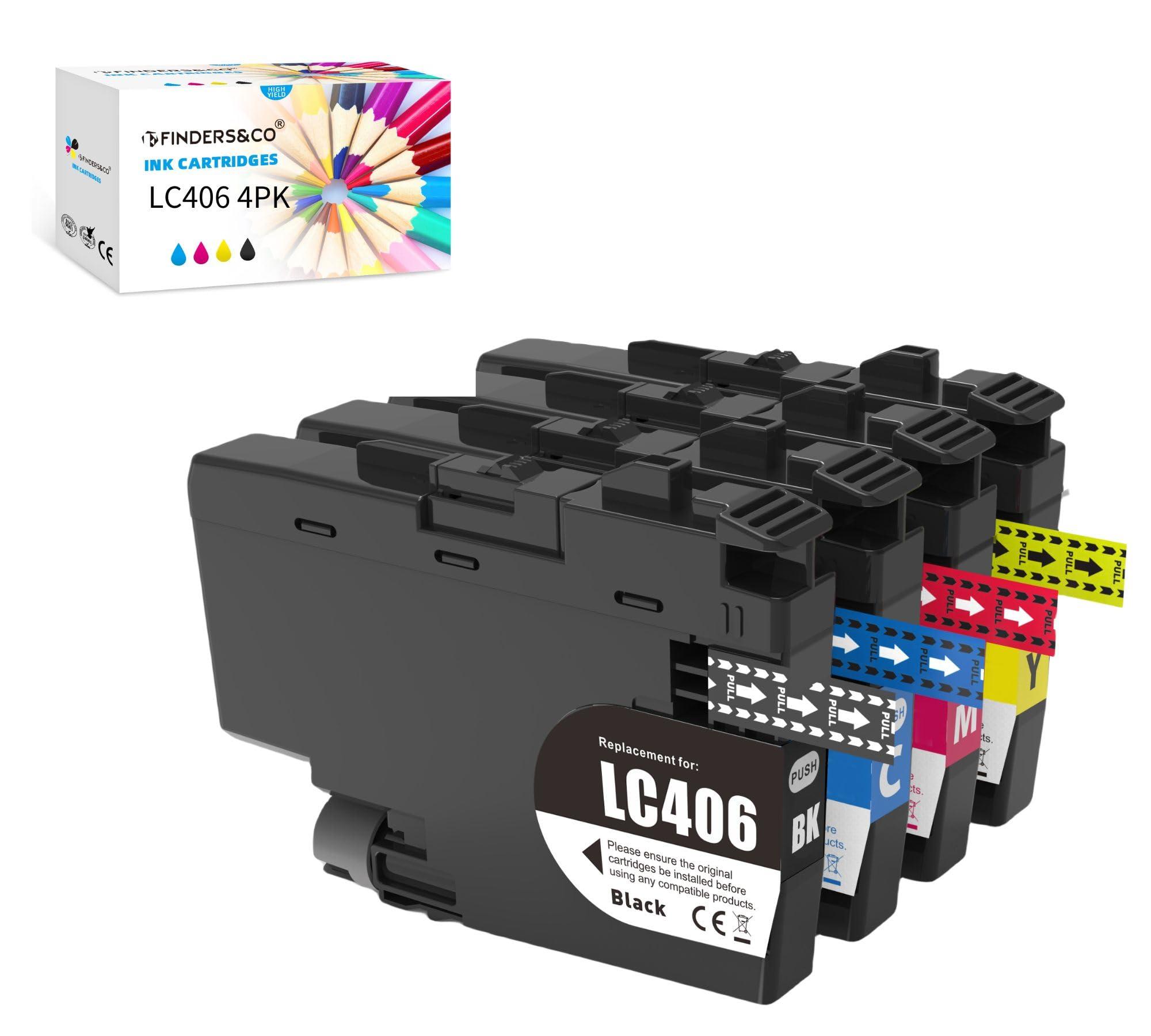 F FINDERS&CO LC406 Ink Cartridges LC 406 Ink Work with MFC-J4335DW J4345DW MFC-J4535DW MFC-J5855DW J5955DW J6555DW MFC-J6955DW Printer (4Pack)