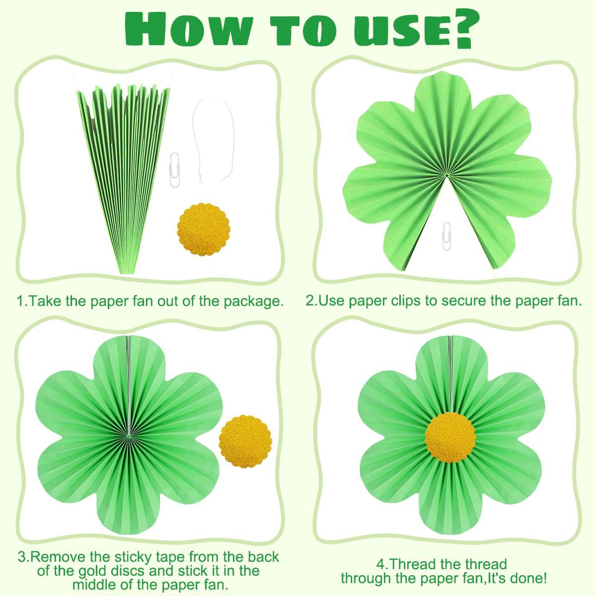 Yuxiou Green Party Decorations Paper Flowers Decorations for Wall Classroom Paper Fans Floral Backdrop Flower Wall Decor Pack of 9 Green - Image 7