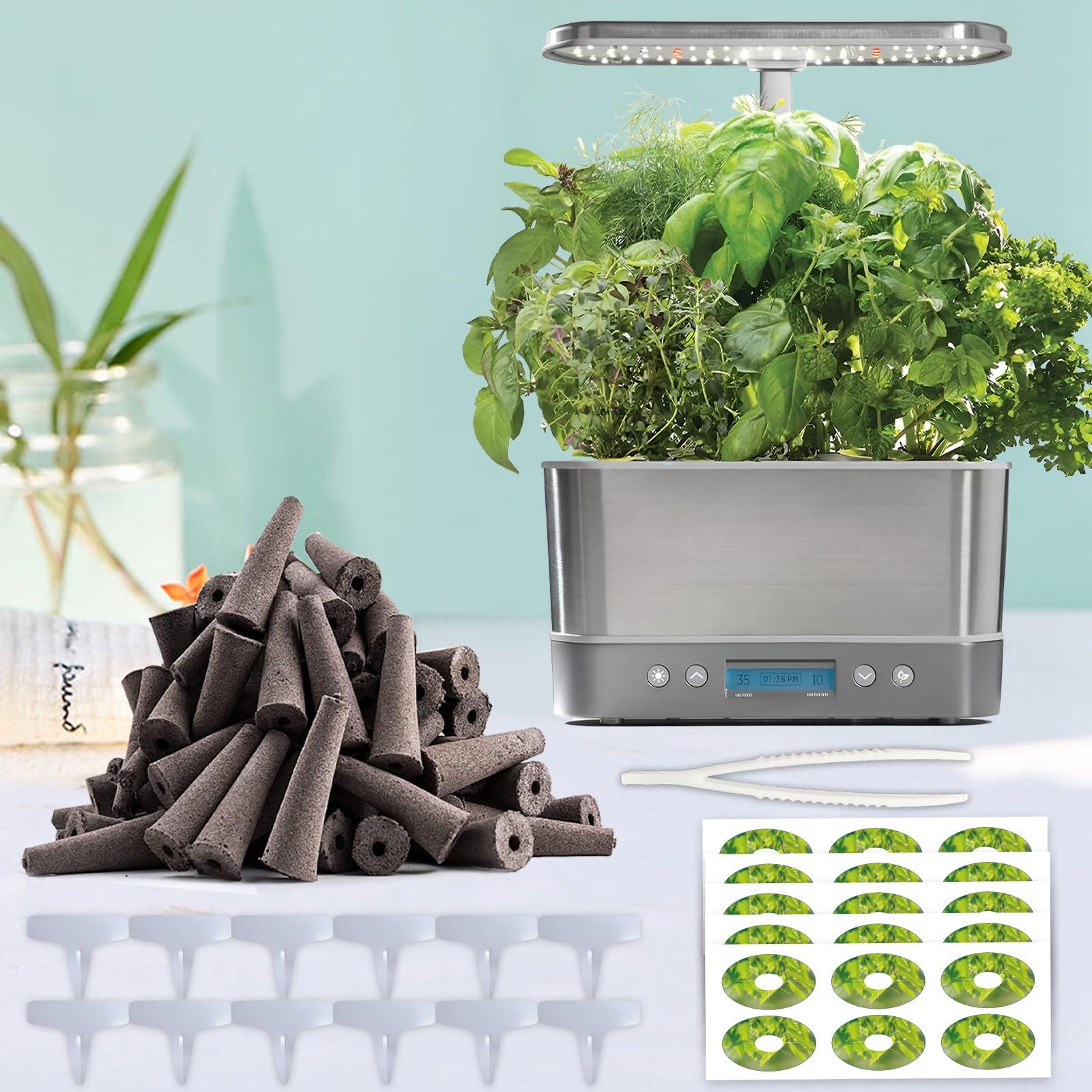 215 Pack Hydroponic Pods Supplies for Aerogarden Pods, Grow Sponges for Hydroponics, Seed Pods Kit with 100 Grow Sponges, 102 Pod Labels,12 Plant Labels, 1 Tweezer for Hydroponic Indoor Garden System - Image 2