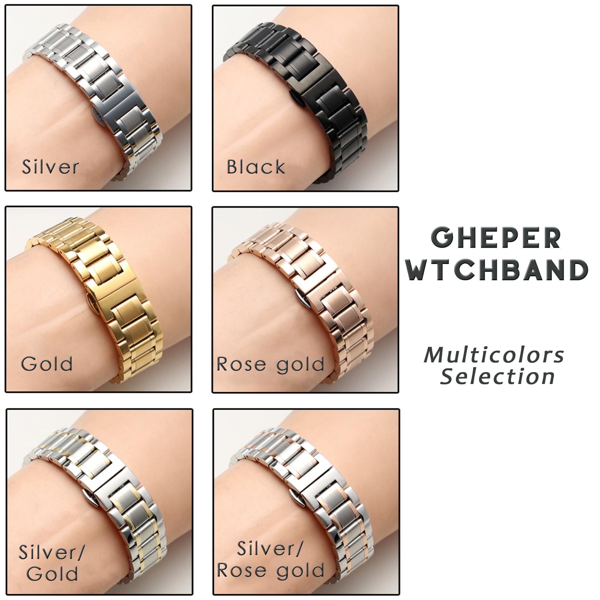 Gheper Metal Watchband Compatible with Samsung Galaxy Fit3[2024] SM-R390 Smartwatch Accessory 316L Stainless Steel Protective Frame Case Design Replacement Wrist Strap Bracelet for Women Men - Image 5
