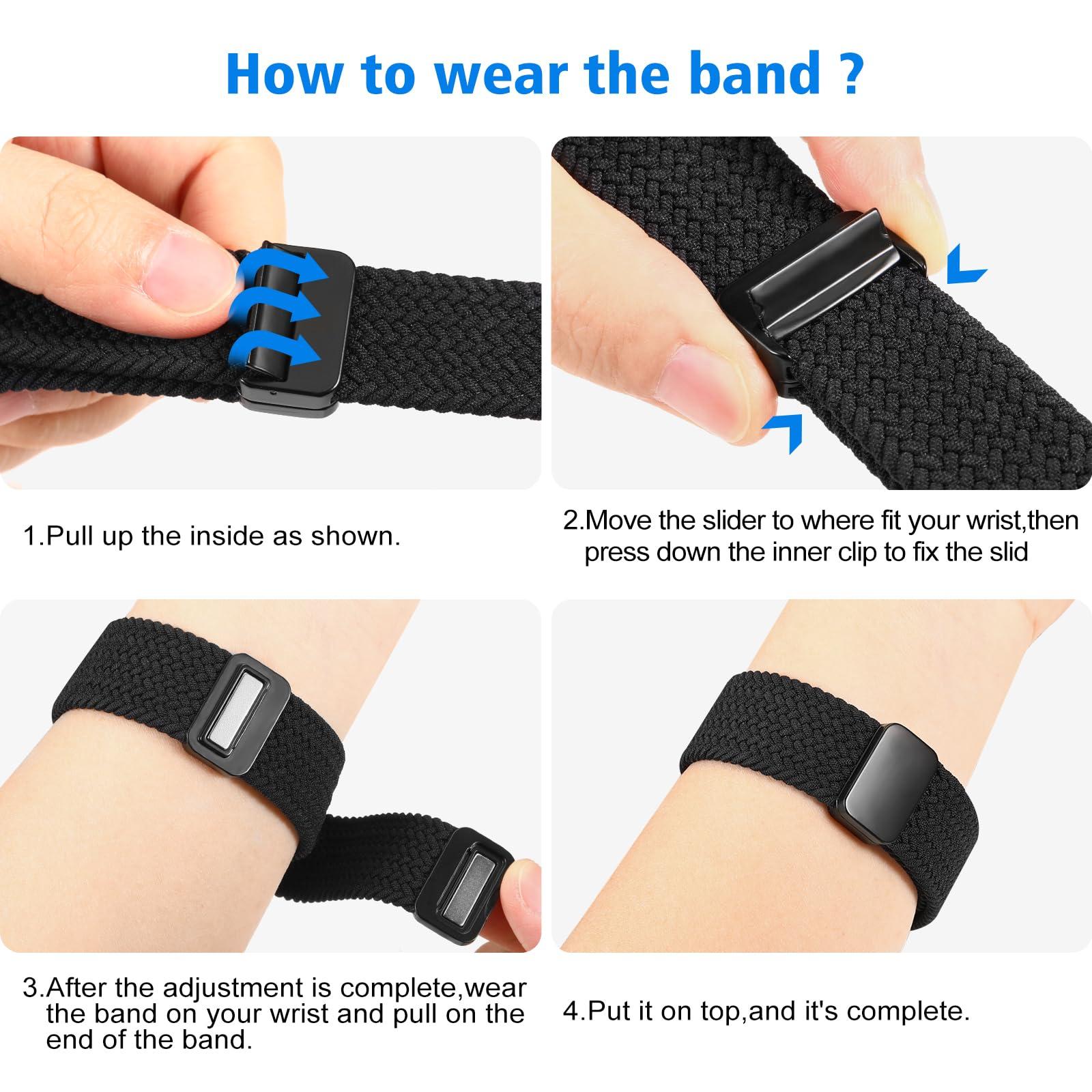 FINTIE Magnetic Braided Band Compatible with Garmin Vivoactive 5/6/Vivoactive 3, Garmin Venu/Venu Sq/Sq 2/Forerunner 55/165/645/245 Music, 20mm Stretchy Nylon Elastic Sport Strap - Image 9