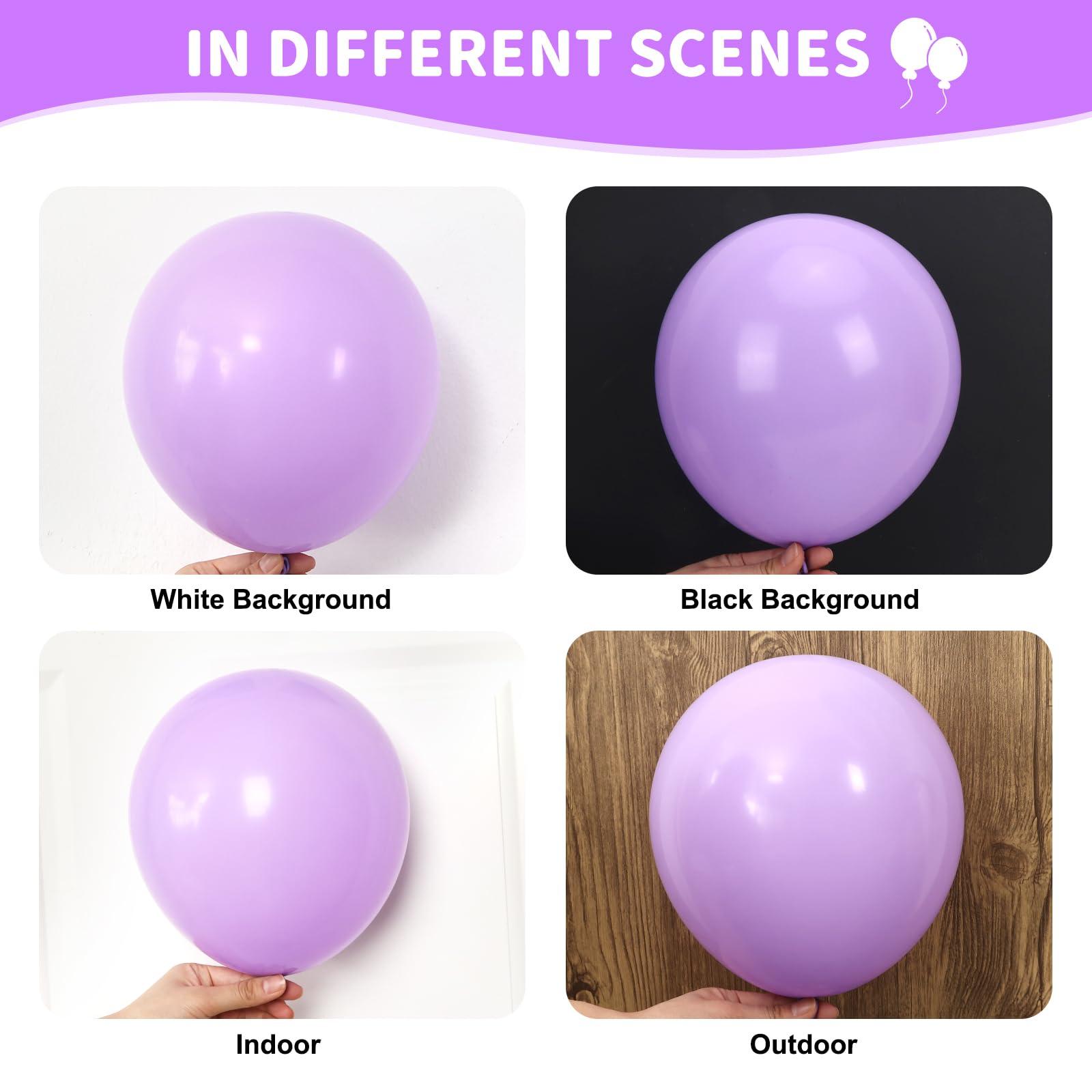 RUBFAC 135pcs Pastel Purple Lavender Balloons Different Sizes 18 12 10 5 Inch for Garland Arch, Latex Light Purple Balloon for Birthday Party Baby Shower Gender Reveal Wedding Decorations - Image 4