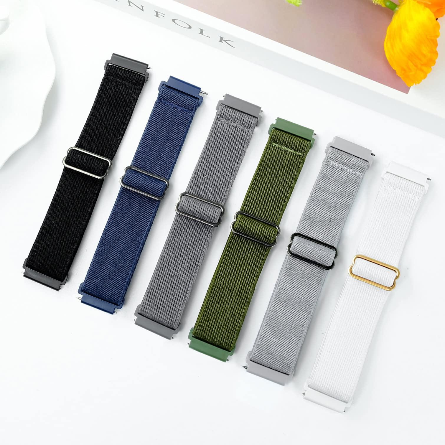 Farluya 6 Pack Watch Bands Compatible with Samsung Galaxy Watch 3 45mm/Galaxy Watch 46mm Bands/Gear S3 Frontier,22mm Stretchy Nylon Watch Straps Adjustable Wristband for Men Women - Image 2