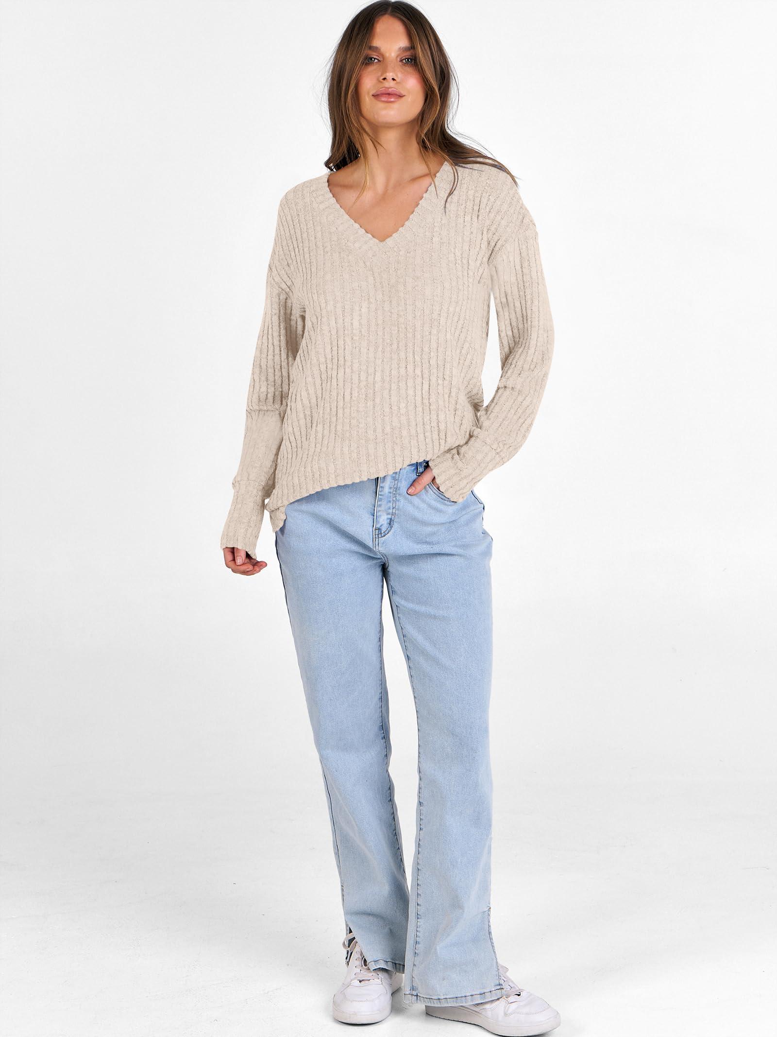 ANRABESS Long Sleeve Shirts for Women V Neck Casual Fall Tops Loose Fit Lightweight Sweaters Tunic Fashion 2025 Clothes - Image 6