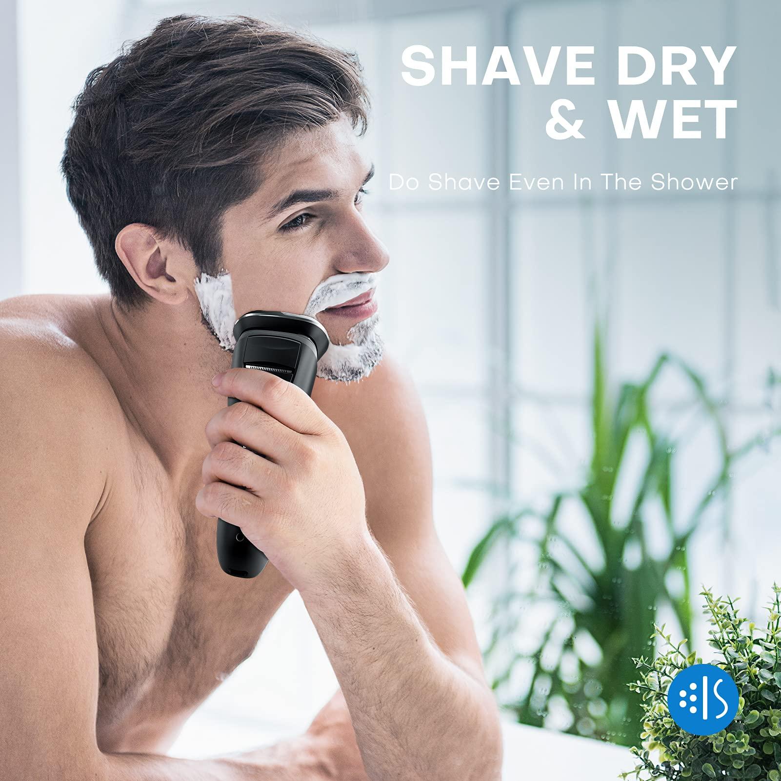 LOBINH Electric Shaver for Men, 100% Washable Rechargeable Waterproof Electric Razor Wet & Dry Shaving with Pop-up Trimmer, 1 Hour Fast Charging, 4D Floating Head, LCD Power Indicator - Image 7