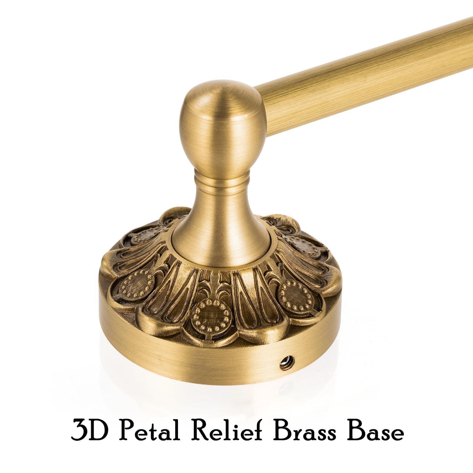 Lucyound Antique Brass Toilet Paper Holder, Bathroom Tissue Roll Holder Wall Mount, Vintage Gold Decorative Bathroom Accessories, Petal-Relief Series - Image 6