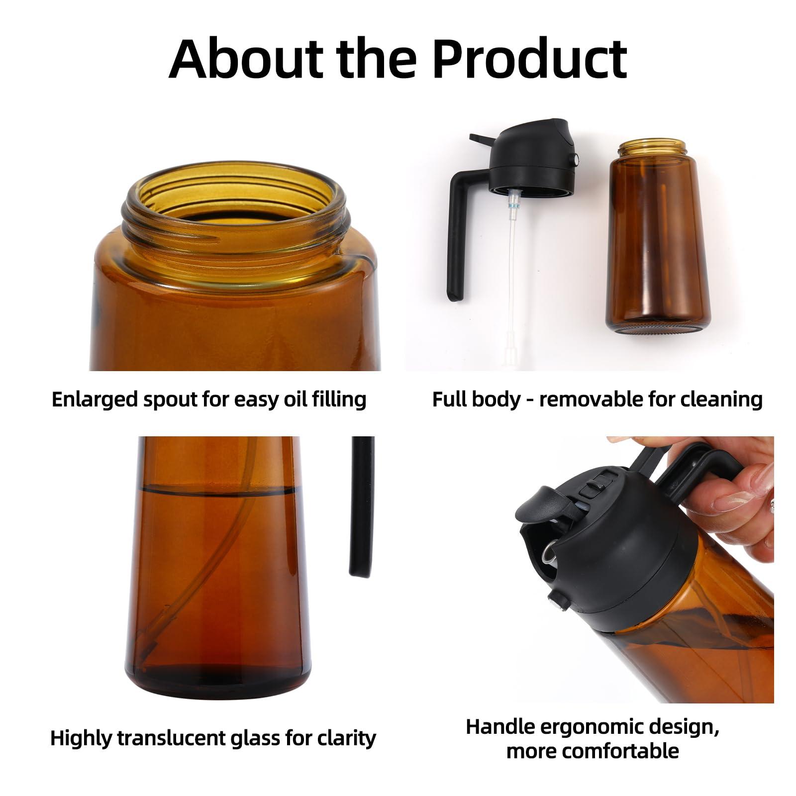 Aovdy Olive Oil Sprayer, Oil Dispenser Bottle Spray and Pour Container - 16oz Oil Sprayer for Cooking Oil Dispenser for Kitchen 470ml for Kitchen Cooking Salad BBQ (Dark Brown) - Image 5