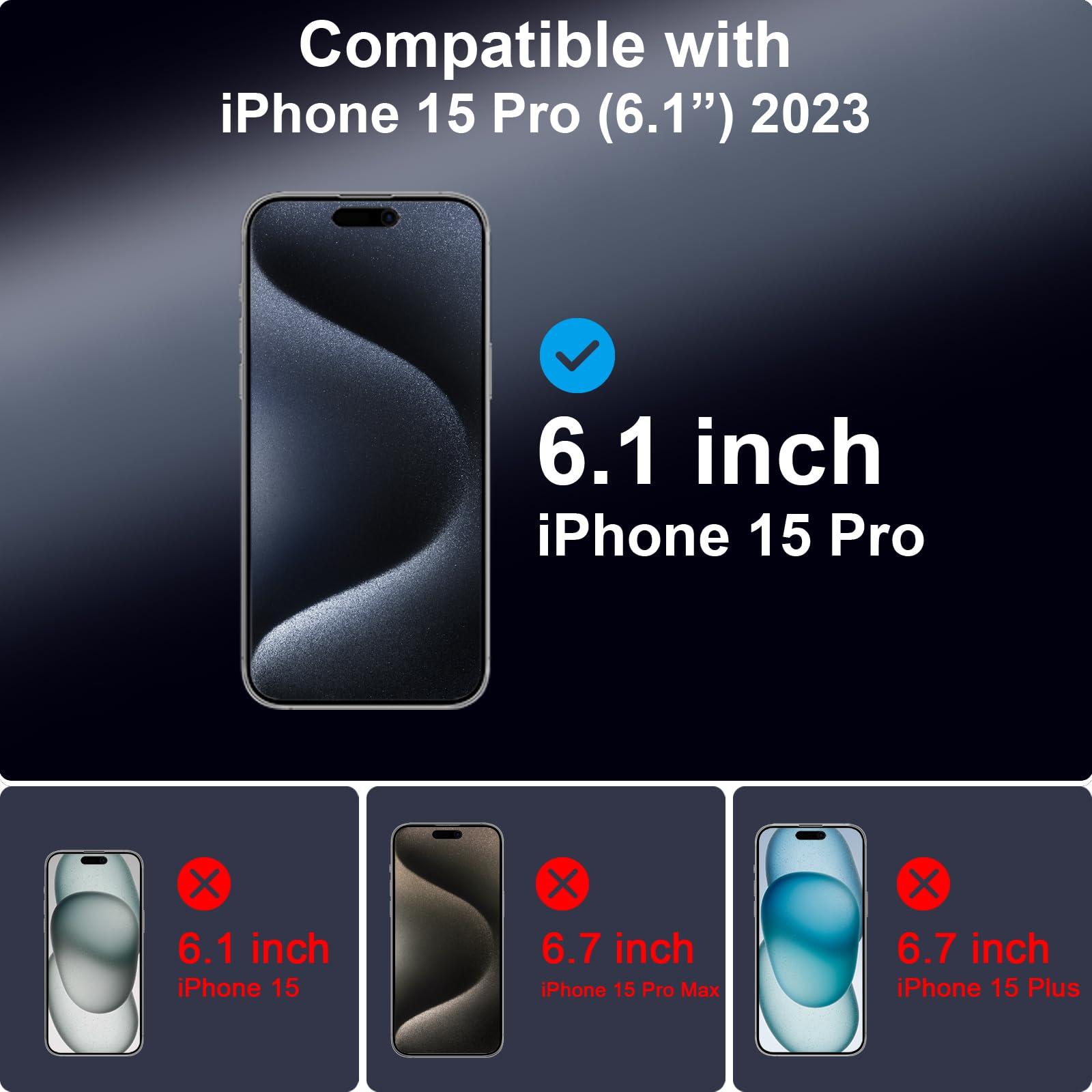 TECHO Privacy Screen Protector for iPhone 15 Pro Tempered Glass Film, Full Coverage Edge to Edge, Anti Spy Private, 9H Hardness, 2 Pack, 6.1 Inch - Image 3