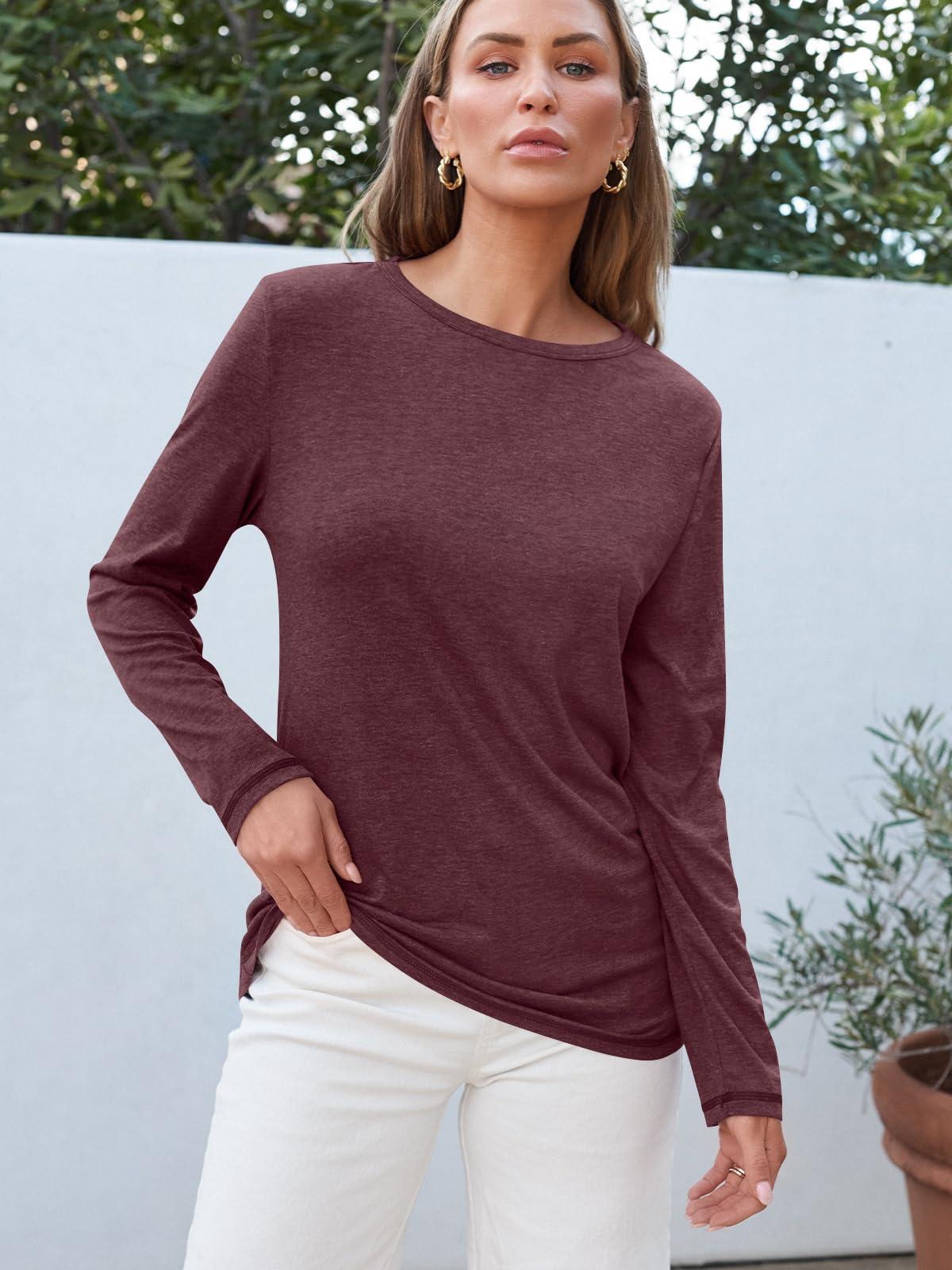 AUTOMET Long Sleeve Shirts for Women Business Casual Tops Fall Fashion Outfits Basic Workout Tees Beach Vacation Clothes 2025 - Image 2