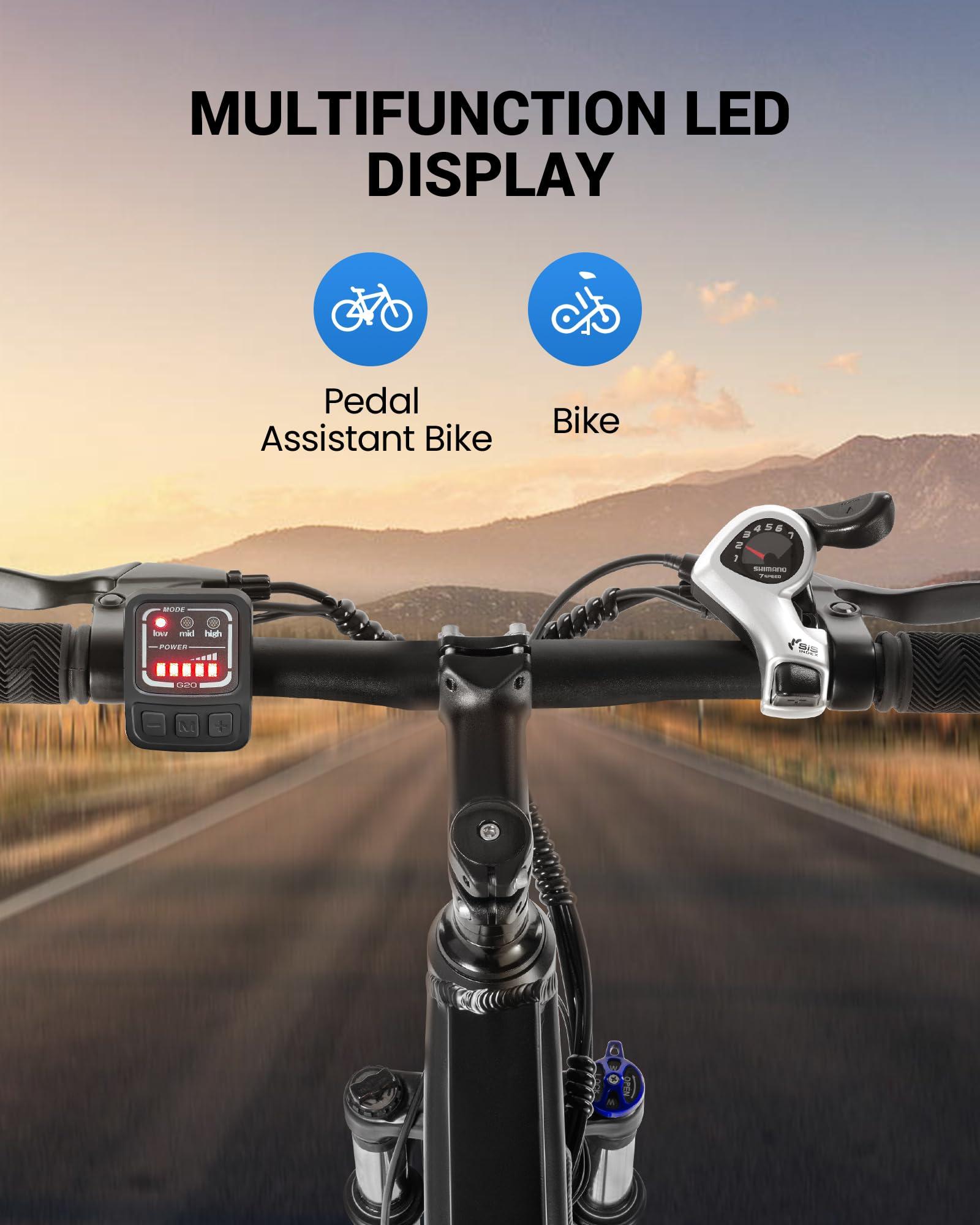 MULTIJOY Electric Bike for Adults,36V Built-in Invisible Removable Battery,350W Brushless Motor(Peak 450W) Electric Mountain Bike,26" Tires&Front Fork Suspension,UL Certified 7-Speed - Image 4