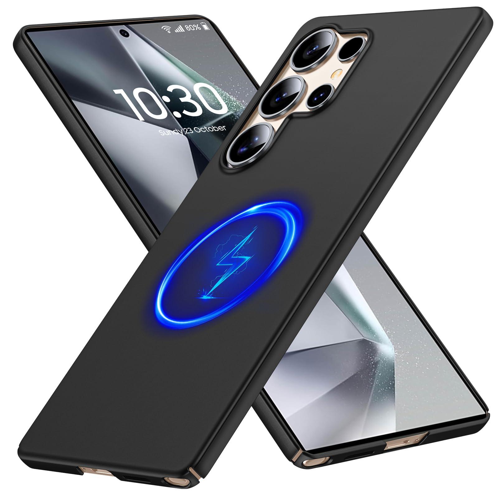 GRECAZO Magnetic Ultra Thin Frosted Designed for Samsung Galaxy S25 Ultra Phone Case 6.9 inch Slim Minimalist Lightweight Matte Hard [Compatibility with MagSafe] Cover Protective Bumper Case- Black - Image 1
