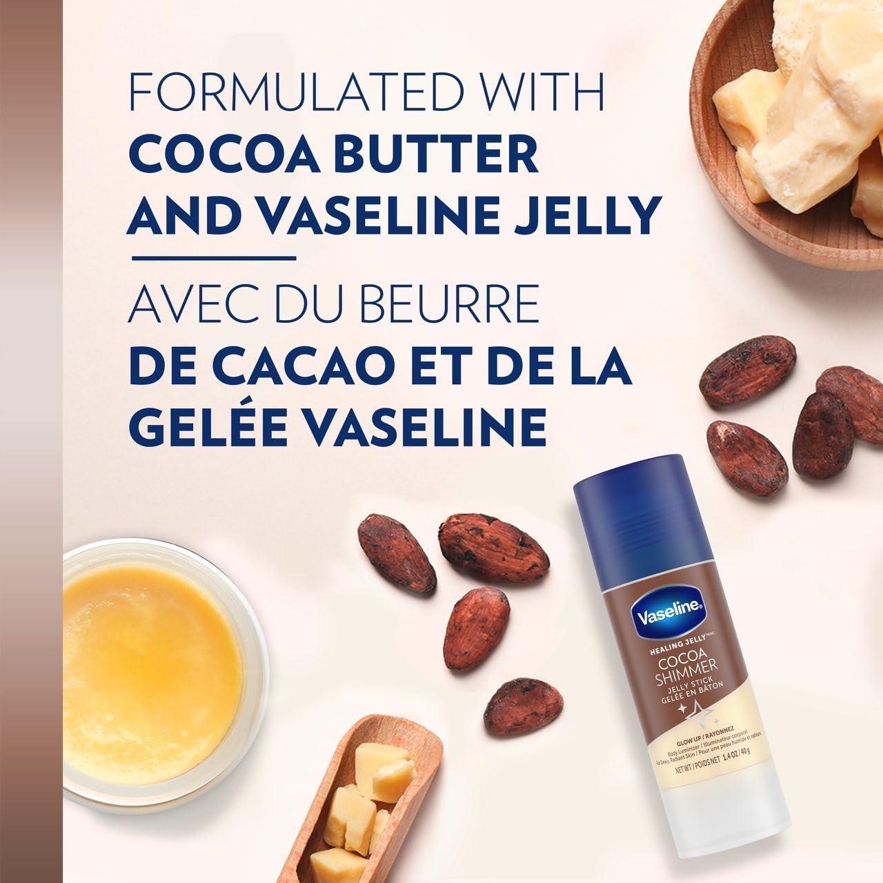 Vaseline Cocoa Shimmer Jelly Stick – Non-Greasy Moisturizer for Glowing Skin, Face & Body Lotion, Travel-Size, 1.4 Oz Ea, Pack of 3. - Image 5