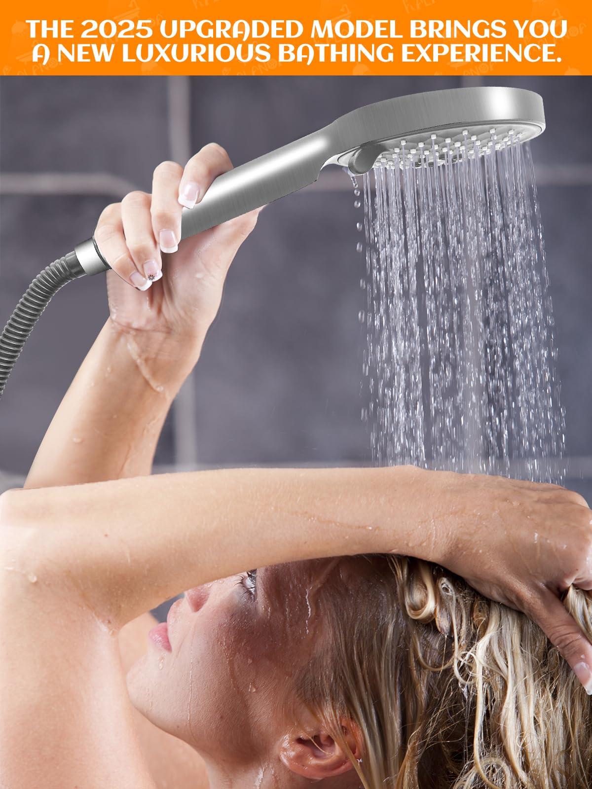 RALANDA Handheld Shower Head with Slide Bar, 2.5GPM High Pressure 3-Function Adjustable Handheld Shower Head with 59-Inch Hose and Adjustable Holder (Nickel) - Image 9