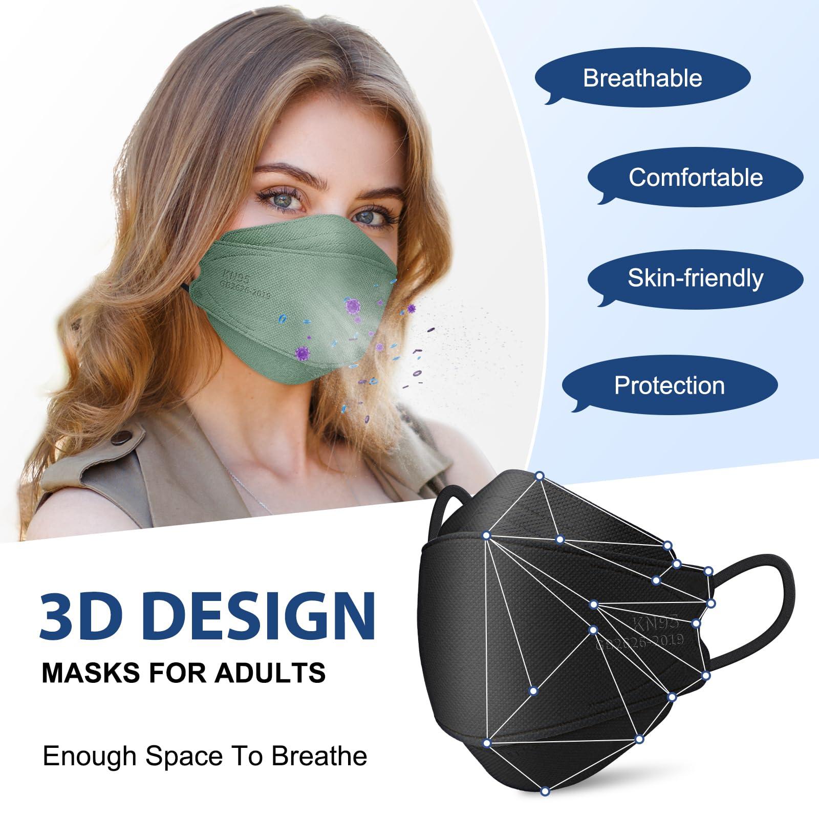 FENFEN KN95 Face Masks Disposable Adults - 50 Pack 5 Layer Protection Dust Breathable Comfortable Respirator Women KN95 Mask Individually Wrapped - Image 3