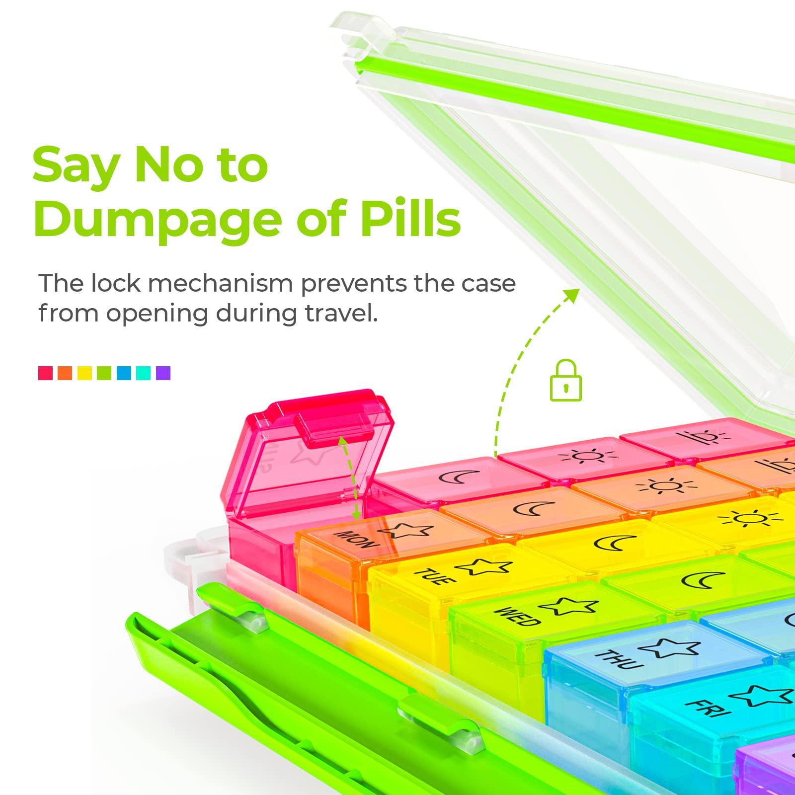 AUVON iMedassist Moisture-Proof Weekly Pill Organizer 4 Times a Day, Large 7 Day Pill Box Portable for Travel with Removable Individual Containers to Hold Vitamins, Supplements and Medication - Image 4