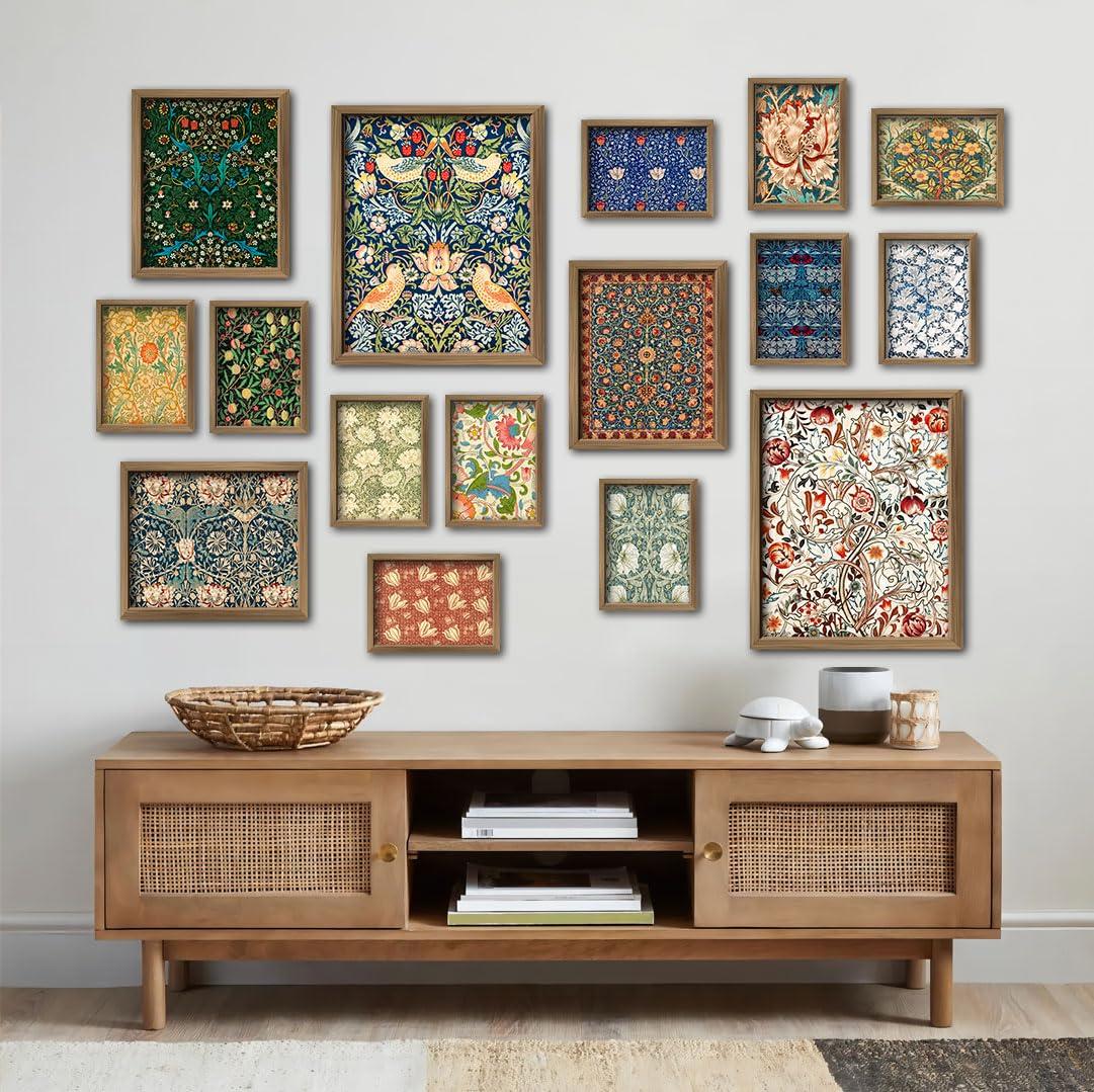 ANERZA 16 PCS Framed William Morris Wall Art Decor, Floral Wall Prints for Bedroom, Gallery Wall Frame Set, Vintage Posters for Living Room Aesthetic, Botanical Collage Kit, Dorm Home Artwork - Image 6
