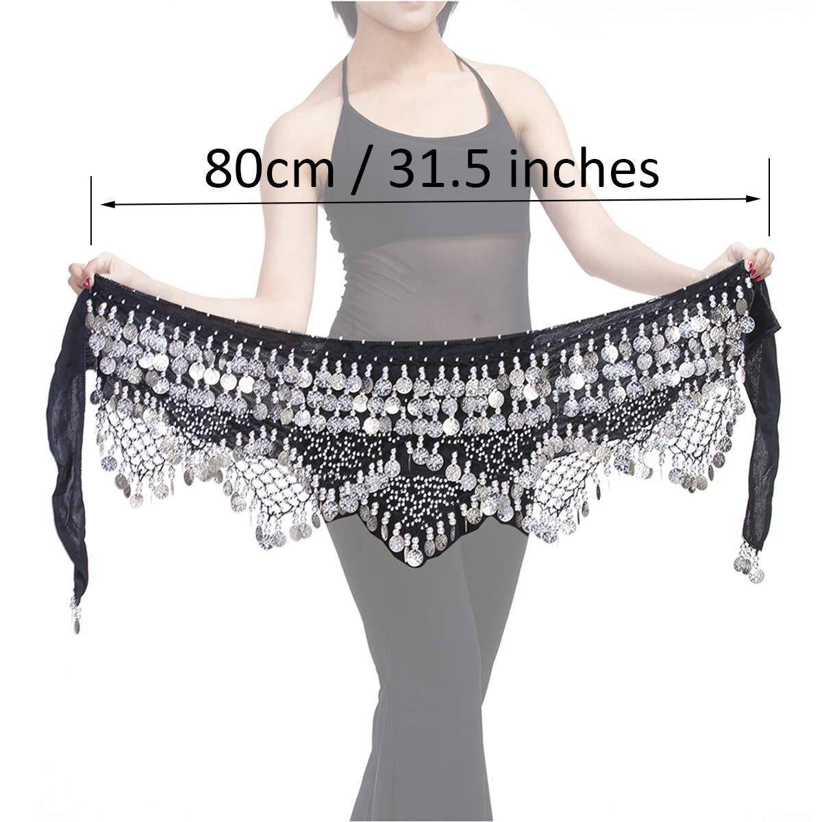 Belly Dancing Dance Waist Chain Hip Scarf Skirt Belt with 320 Coins - Image 4