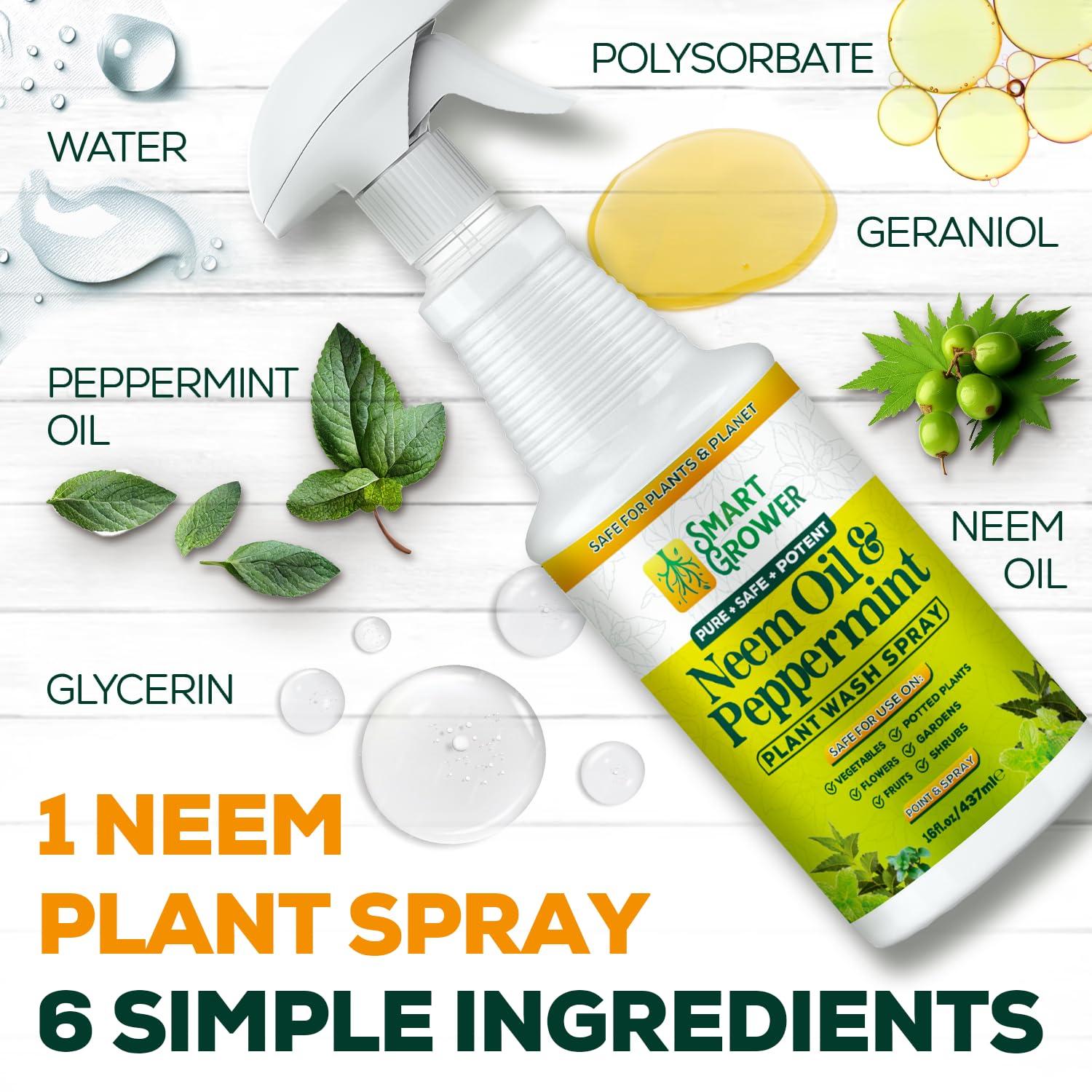 Neem Oil Spray for Plants with Peppermint Oil, Natural Plant Wash Made for Indoor and Outdoor Plants Smart Grower 16oz Easy Ready to Use Spray - Image 5