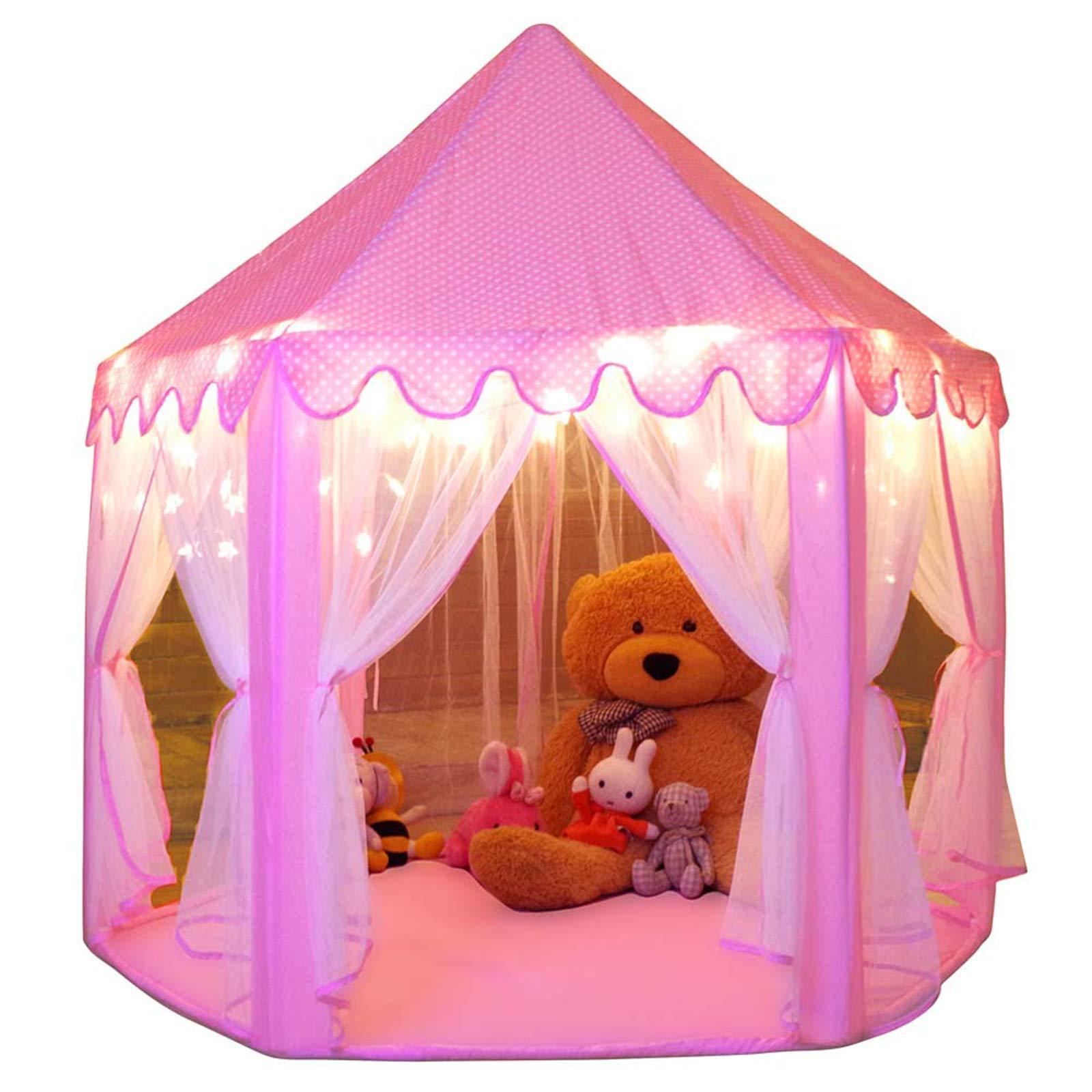 Monobeach Princess Tent Girls Large Playhouse Kids Castle Play Tent with Star Lights Toy for Children Indoor and Outdoor Games, 55'' x 53'' (DxH) - Image 1