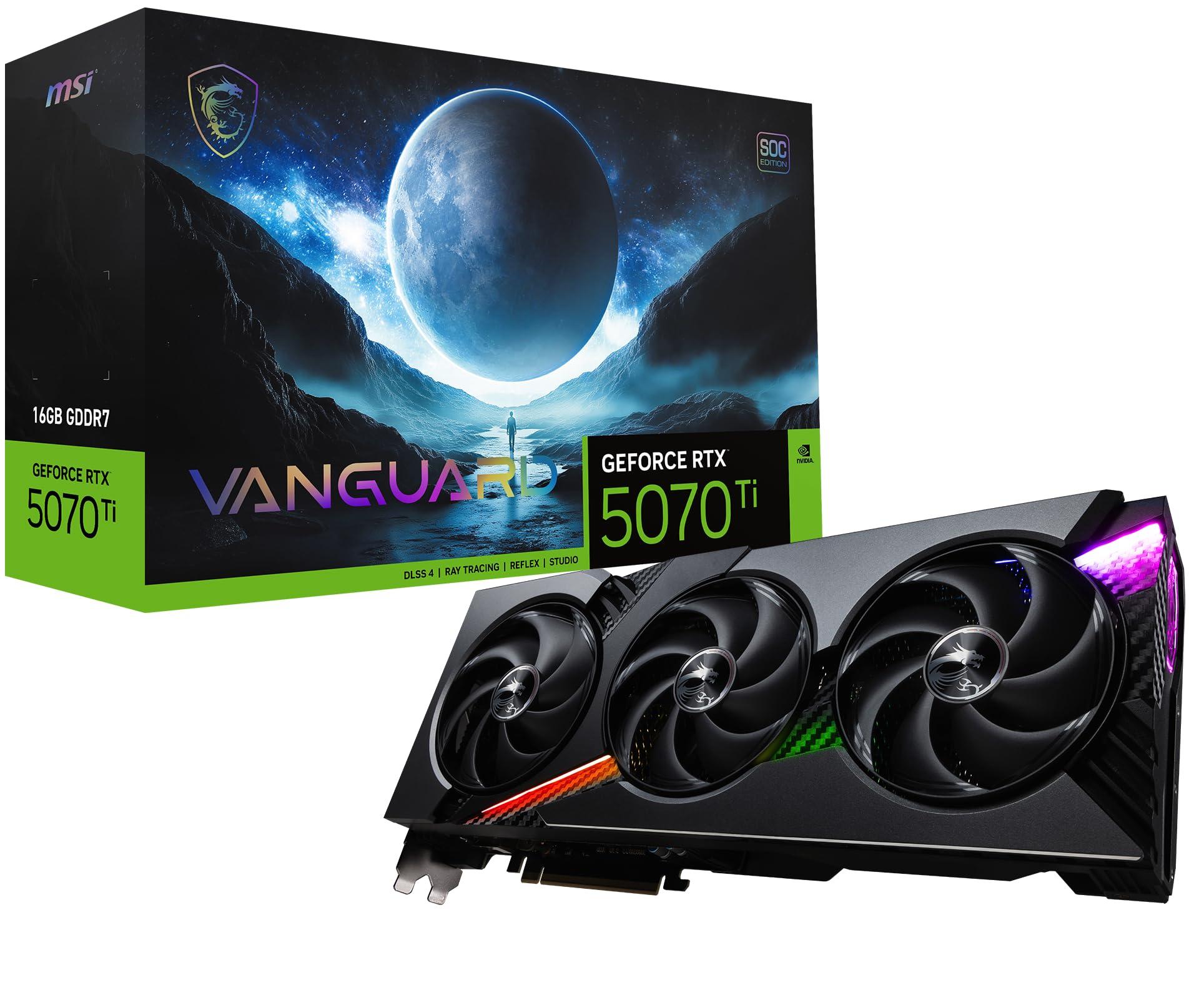MSI Gaming RTX 5070 Ti 16G Vanguard SOC Graphics Card (16GB GDDR7, 256-bit, Extreme Performance: 2602 MHz, DisplayPort x3 2.1a, HDMI 2.1b, NVIDIA Blackwell Architecture)