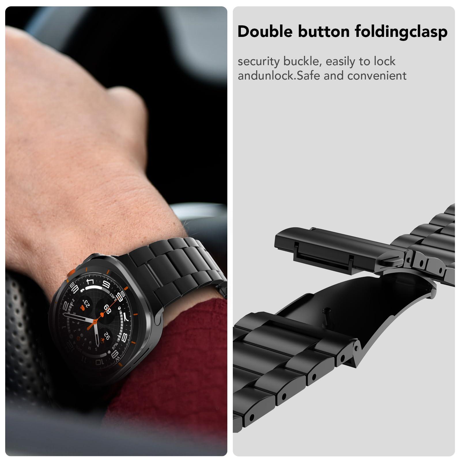 Band Compatible with Samsung Galaxy Watch Ultra 47mm(2024),Metal Stainless Steel Bands Strap Men Women,NOT for Galaxy Watch 7 6 5 4 Band 40mm 44mm 45mm/Watch 6 4 Classic 42mm 46mm 43mm 47mm - Image 5